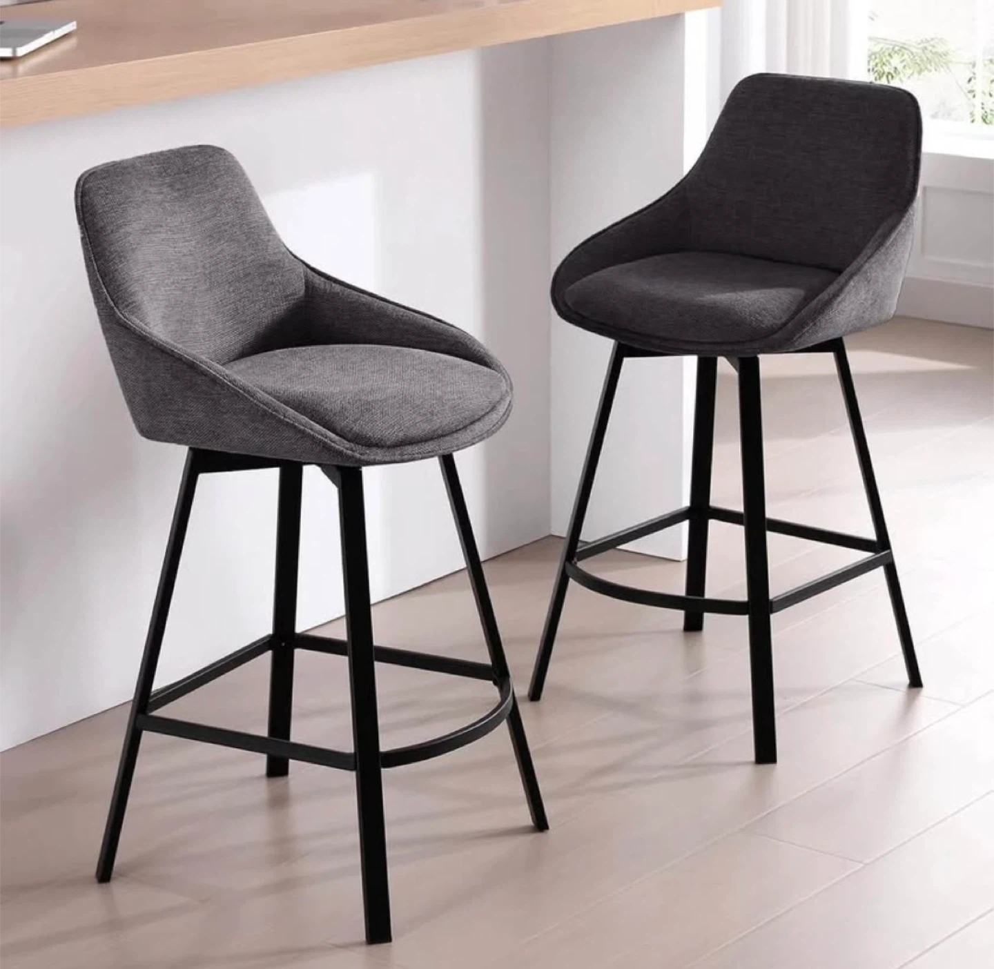 Grey Swivel Bar Stools (Set of 2)