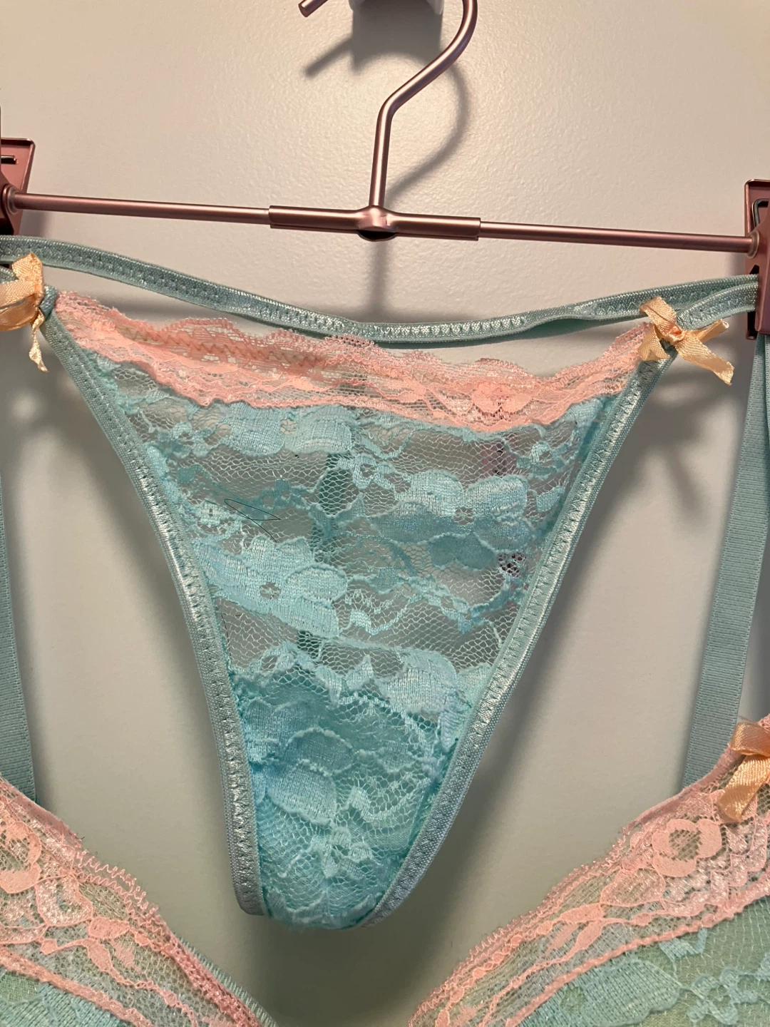 Mint Green Lace Lingerie Set with G-string - photo 5