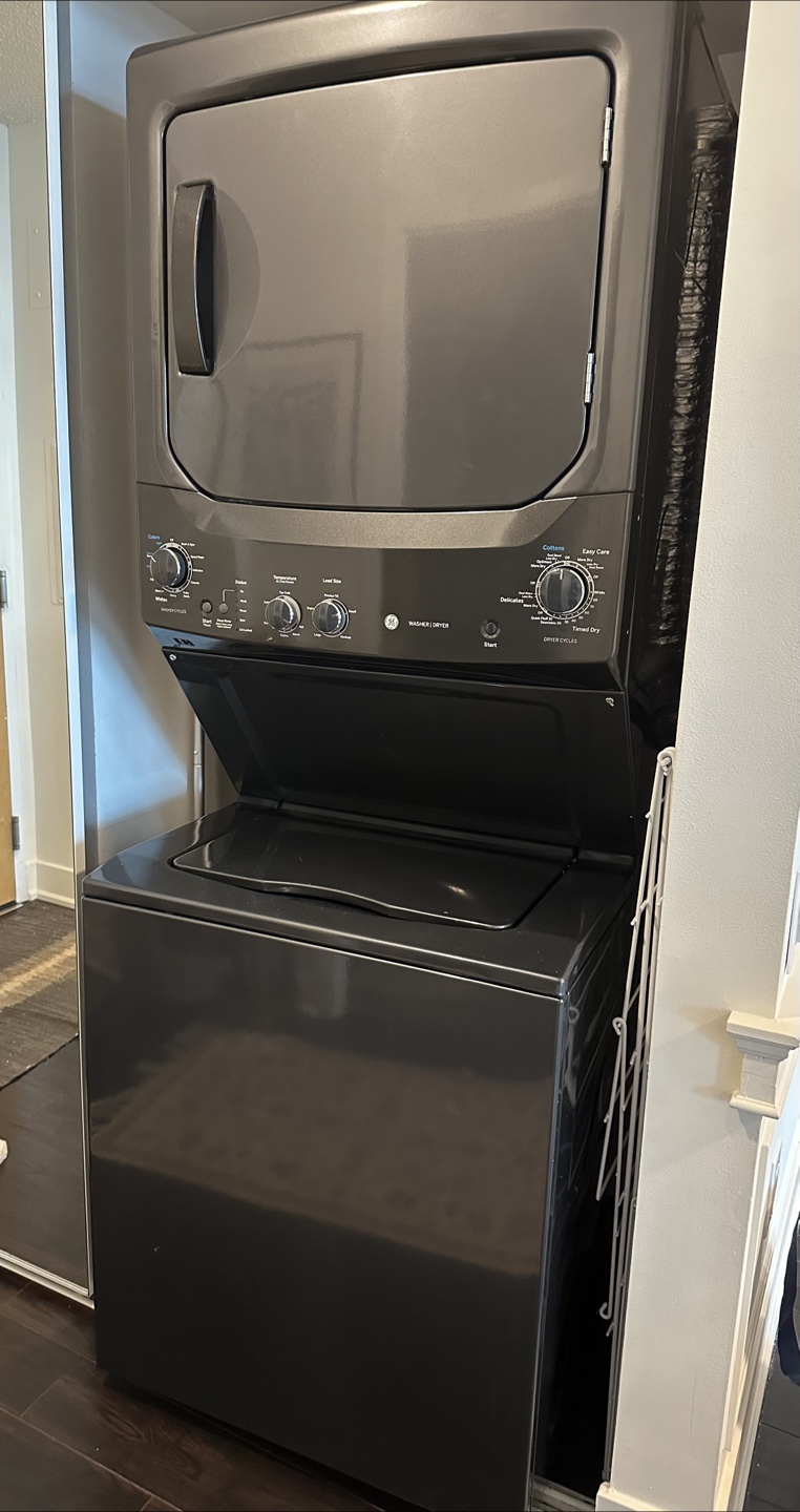 Stacked General Electric (GE) washer and dryer combo