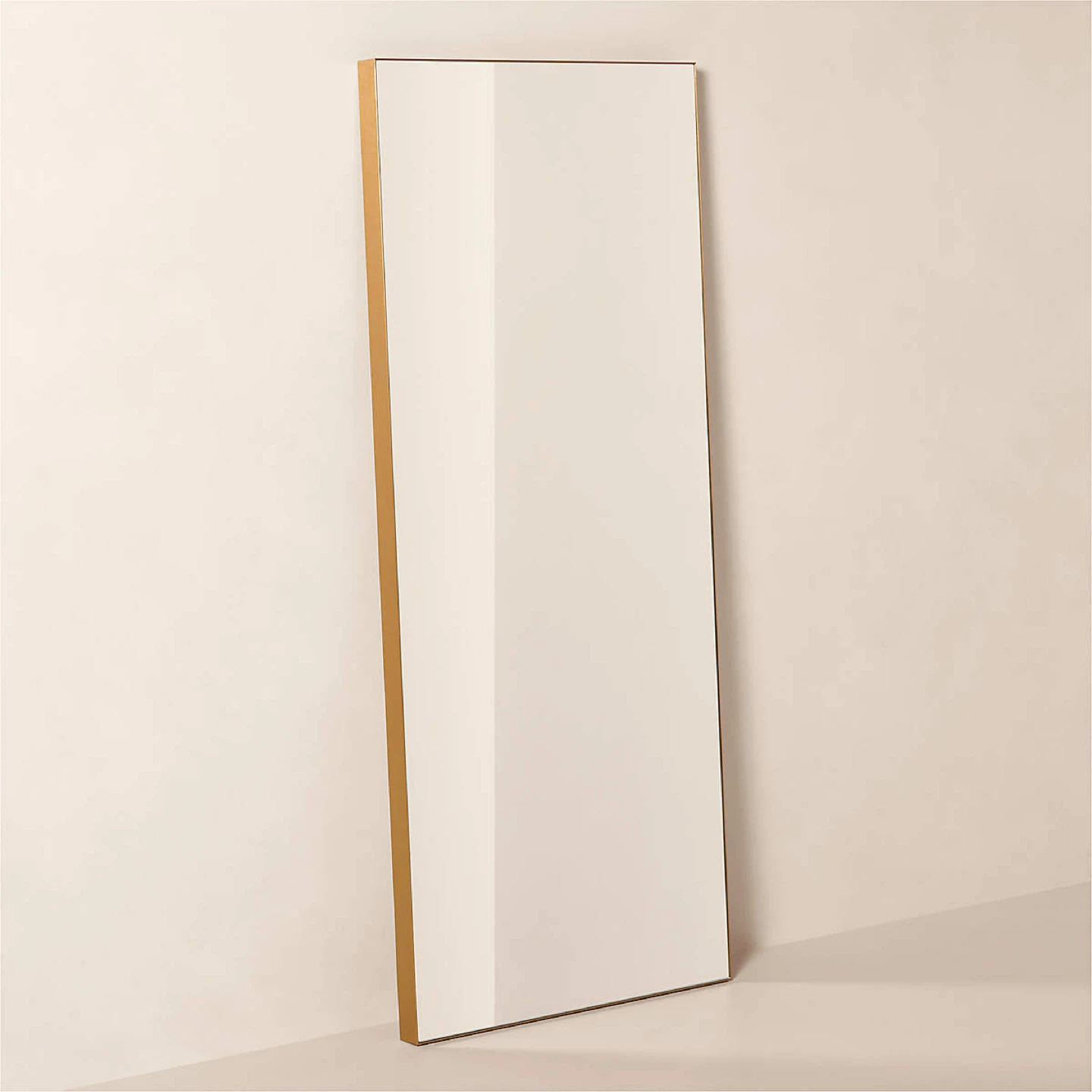 CB2 Infinity Modern Standing Brass Floor Mirror 32"X76"