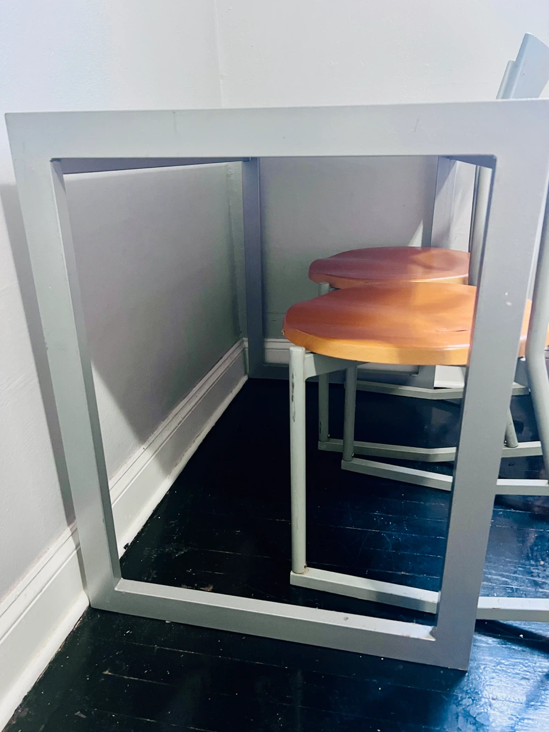 Gray Frame Table with Wooden Top - photo 2