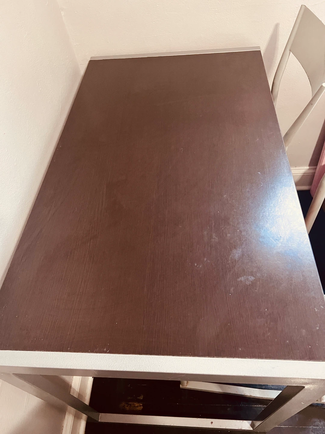 Gray Frame Table with Wooden Top