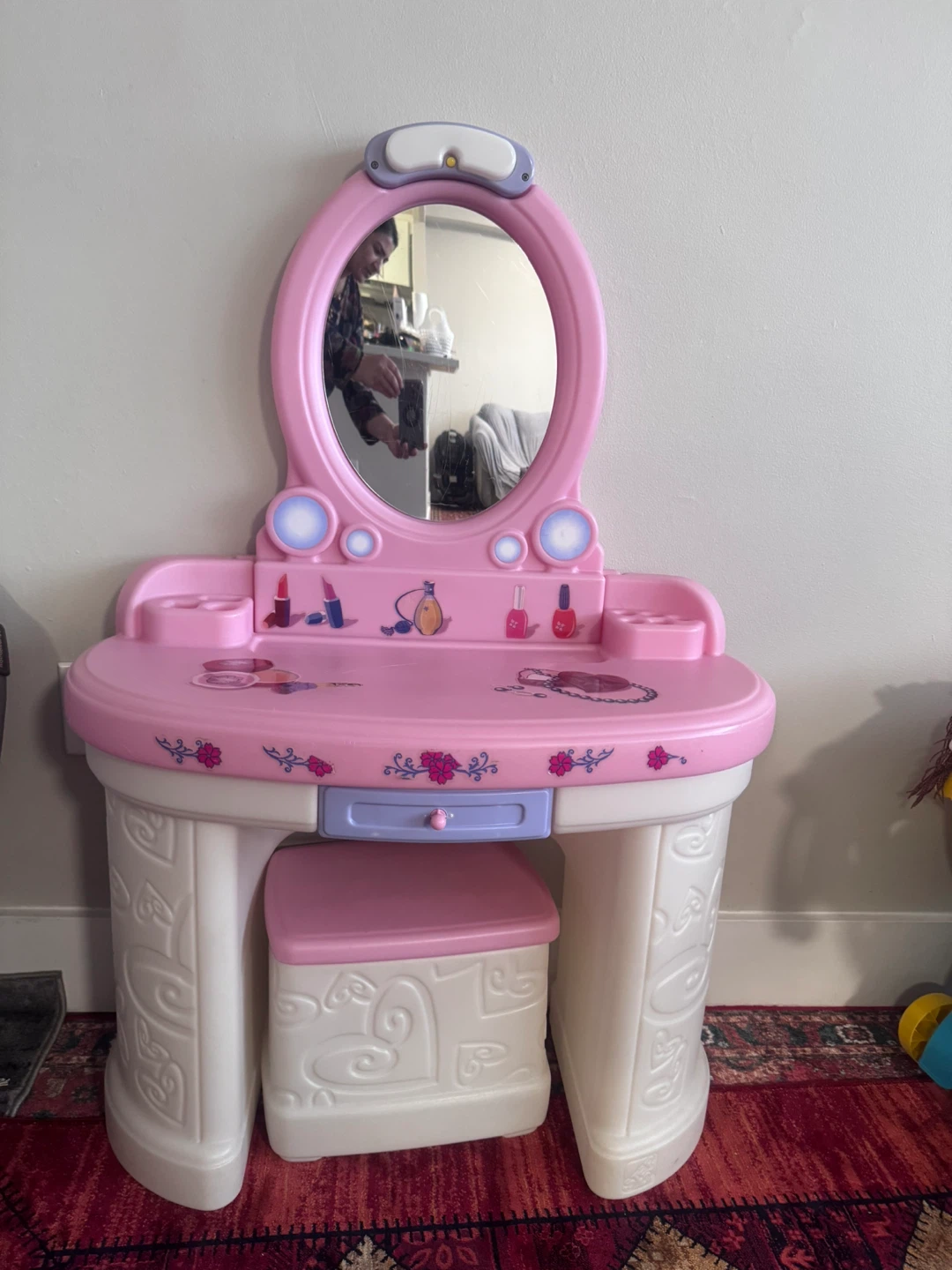 Pink Toy Vanity with Stool