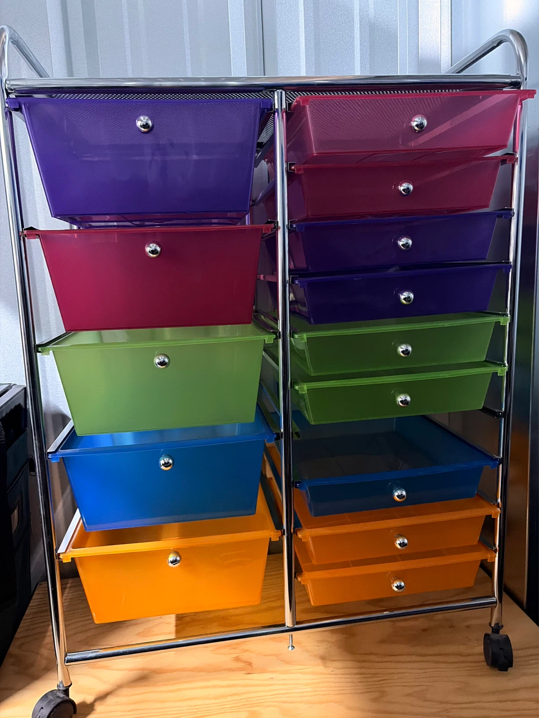 Multi-Color Rolling Storage Cart with 15 Drawers