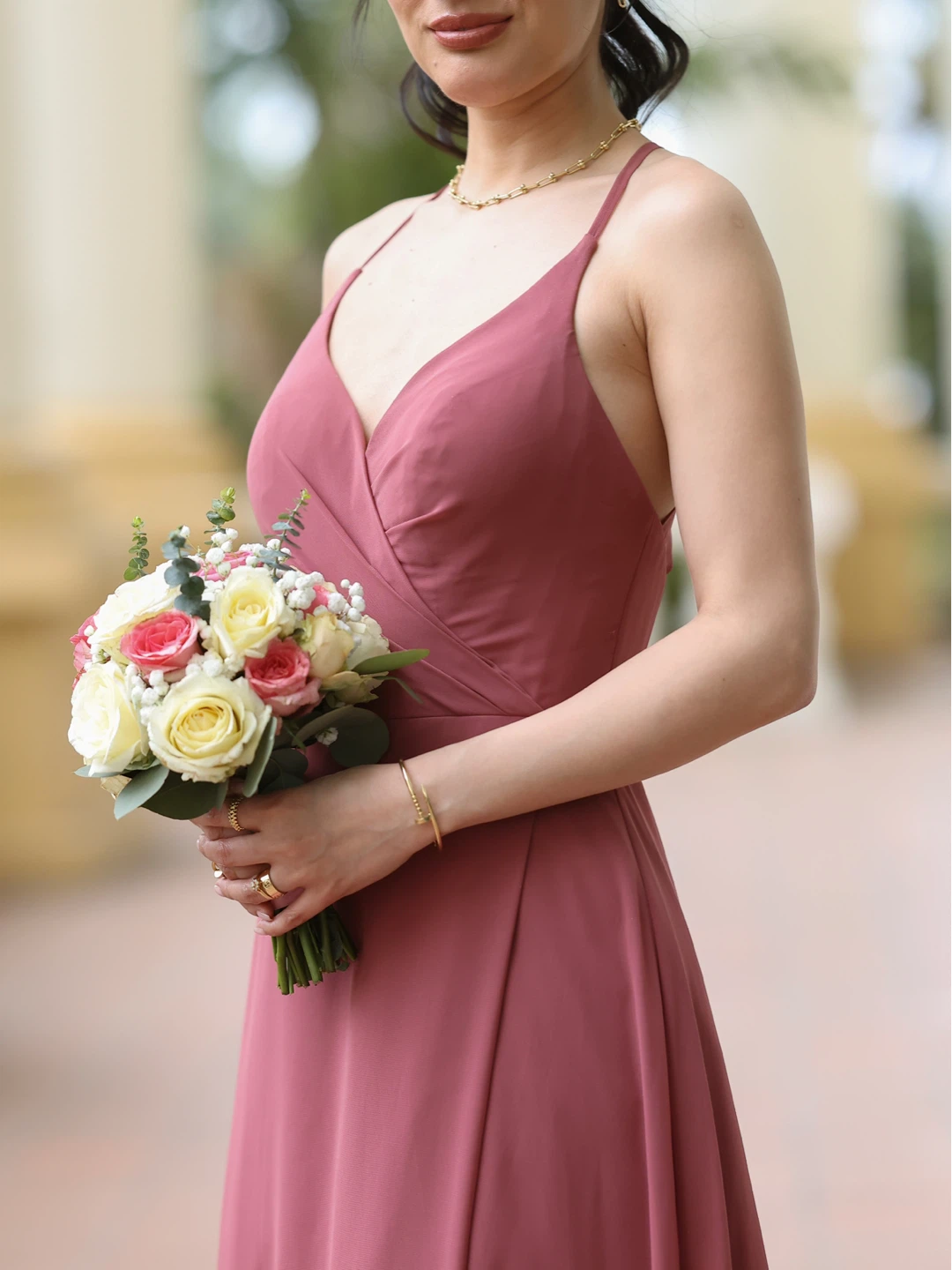 Azazie Davis Bridesmaid Dress - Desert Rose - photo 5