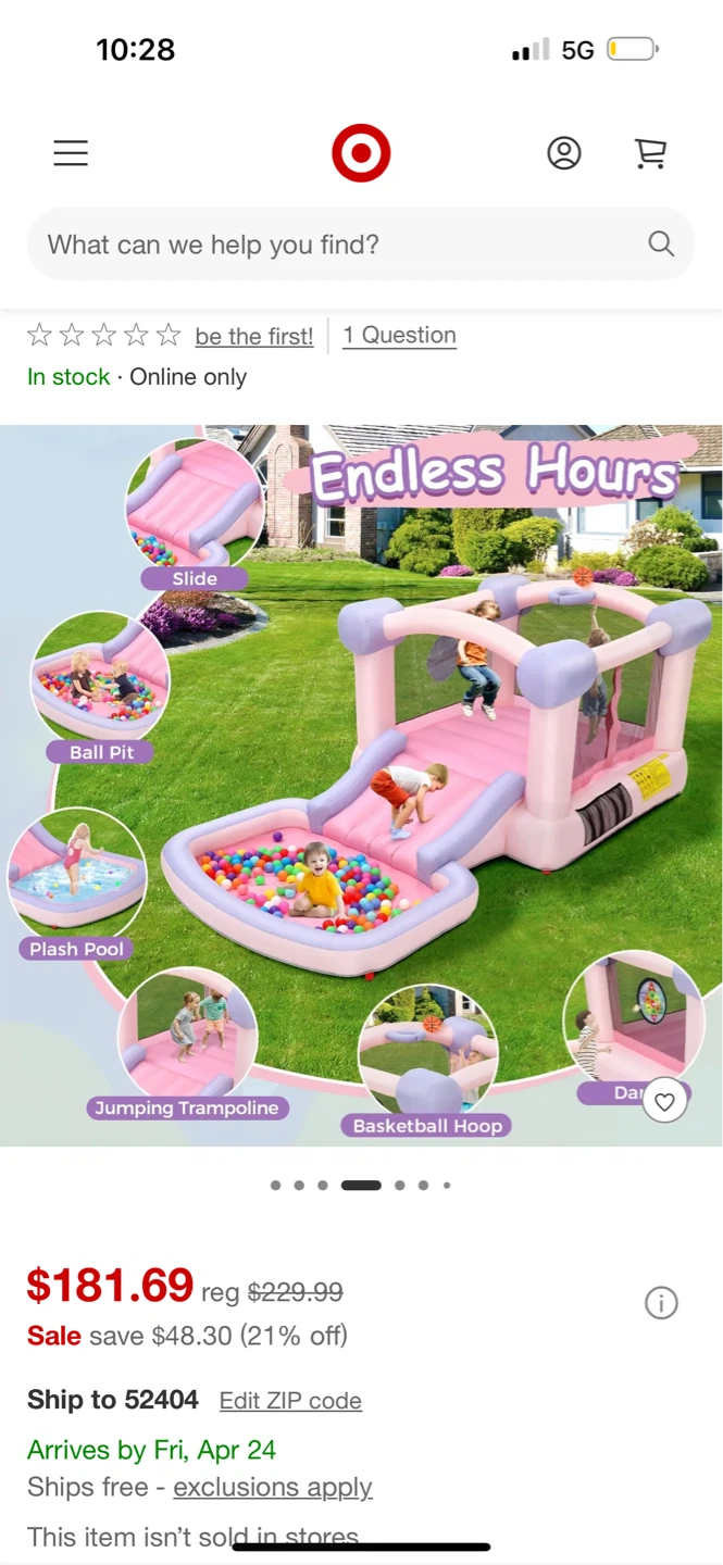 Pink and Purple Inflatable Bounce House with Slide and Ball Pit - photo 3