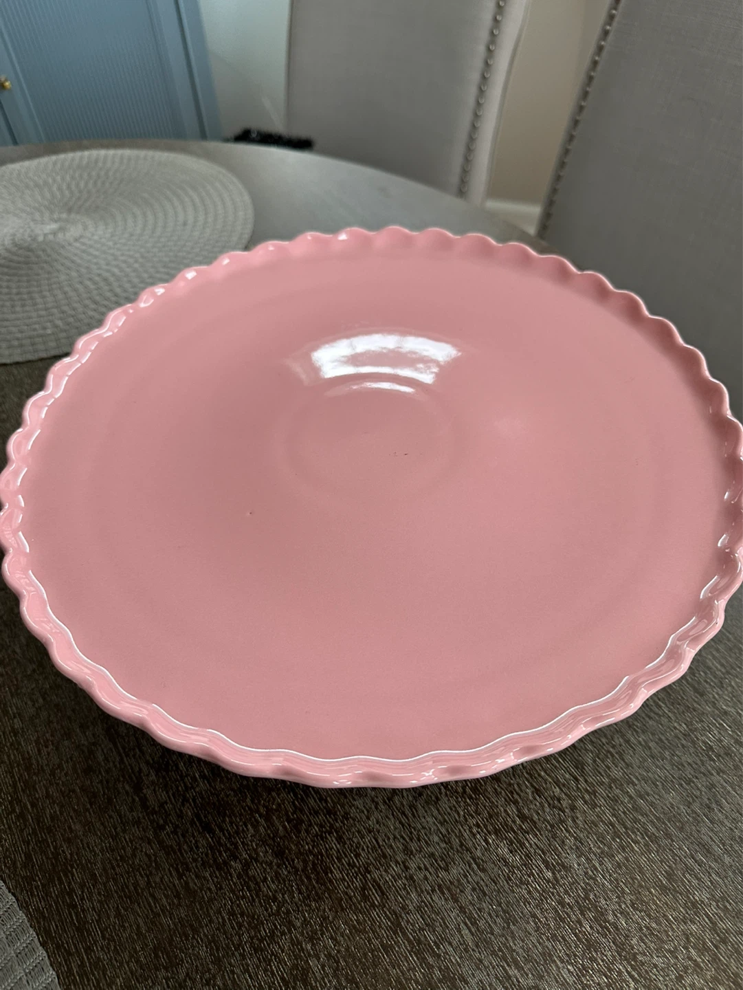 Pink Ceramic Cake Stand with Scalloped Edge - photo 3