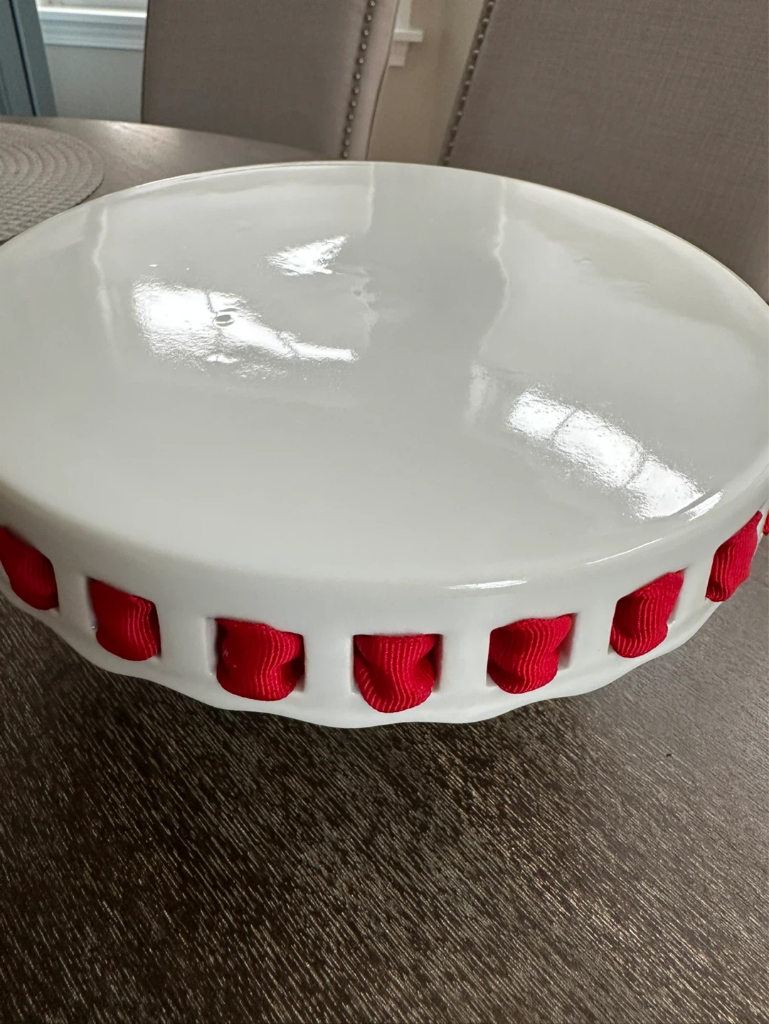 White Cake Stand with Red Ribbon Accents - photo 2