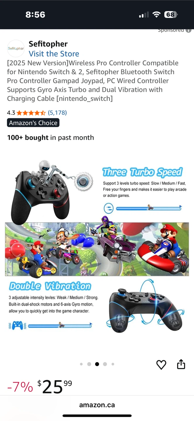 Wireless Pro Controller for Nintendo Switch & 2 - photo 5