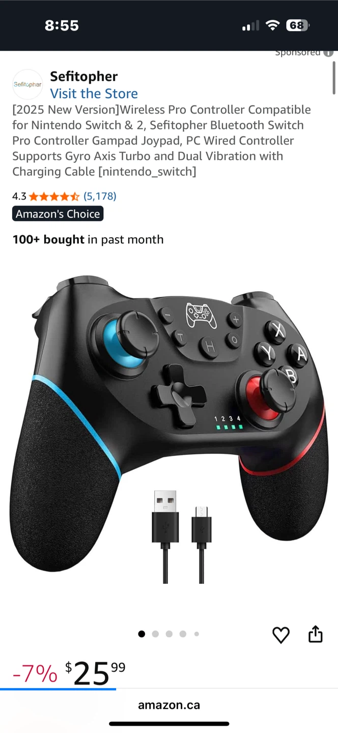 Wireless Pro Controller for Nintendo Switch & 2 - photo 3
