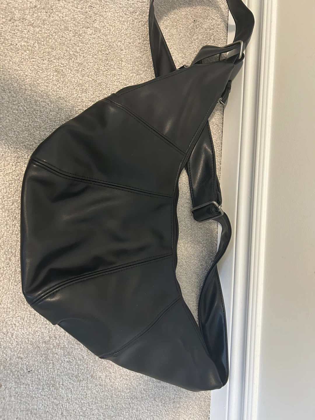 Black Faux Leather Shoulder Bag