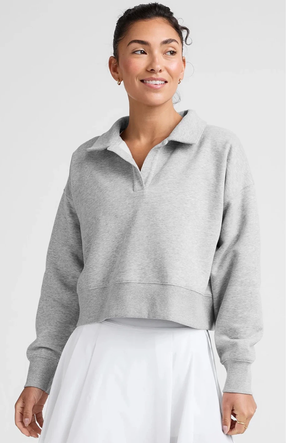 Grey Collared Cropped Sweatshirt