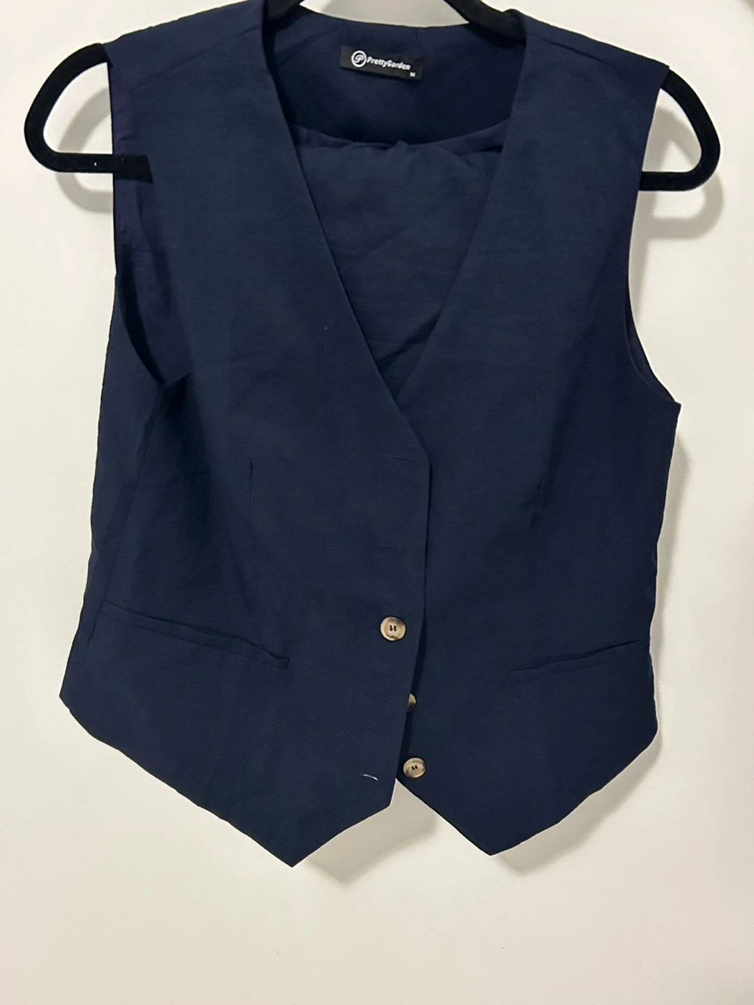 PrettyGarden Navy Blue Vest and Shorts Set