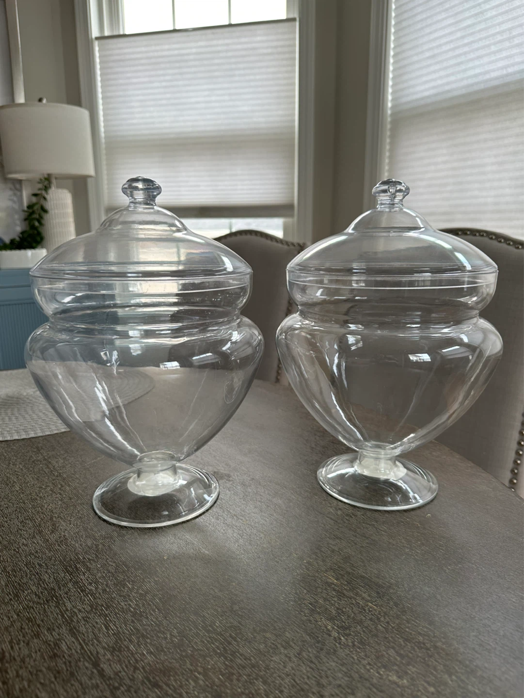 Set of 2 Clear plastic  Jars with Lids
