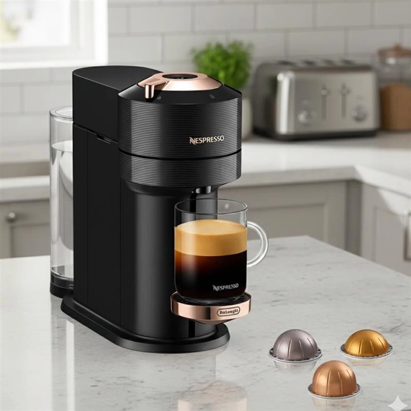 Nespresso VertuoPlus Coffee Machine Black Rose Gold