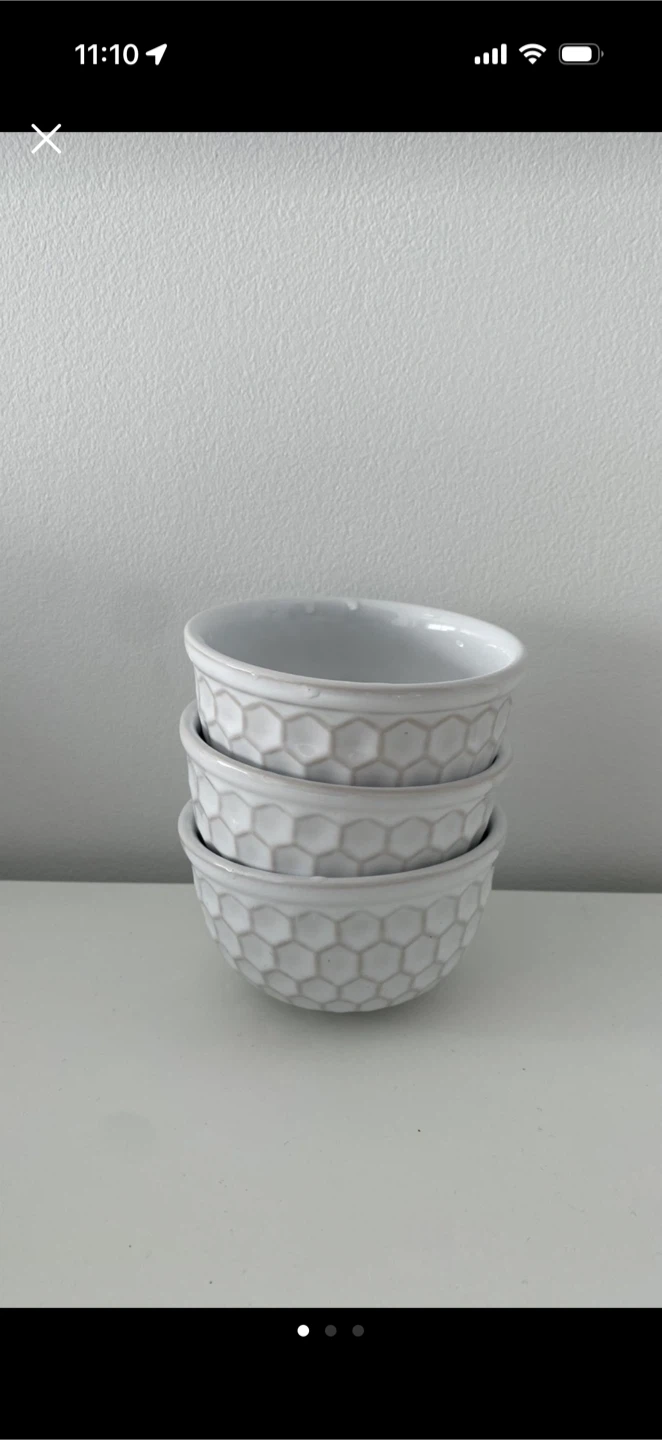 Set of 3 White Honeycomb bowls
