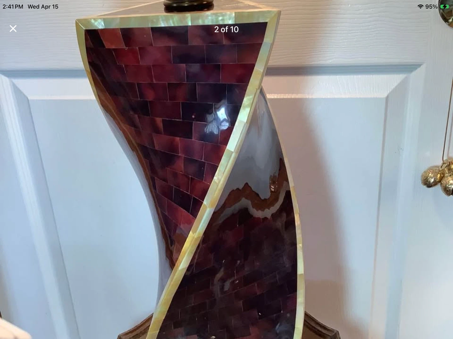 1980’s Maitland-Smith Tessellate Horn & MOP Lamp 🐞 - photo 2