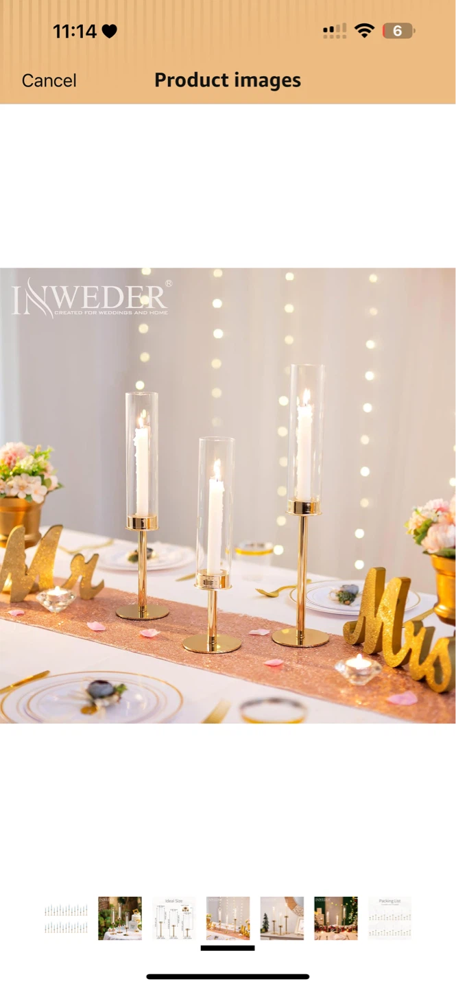 INWEDER Gold Metal and Glass Candle Holders (Set of 3) - photo 4