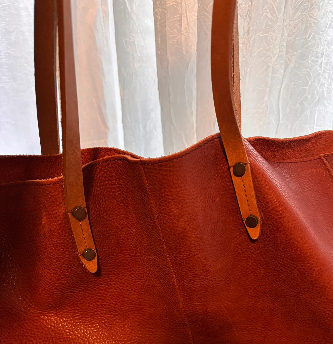 ELK Brown/Cognac Leather Tote Bag - photo 4
