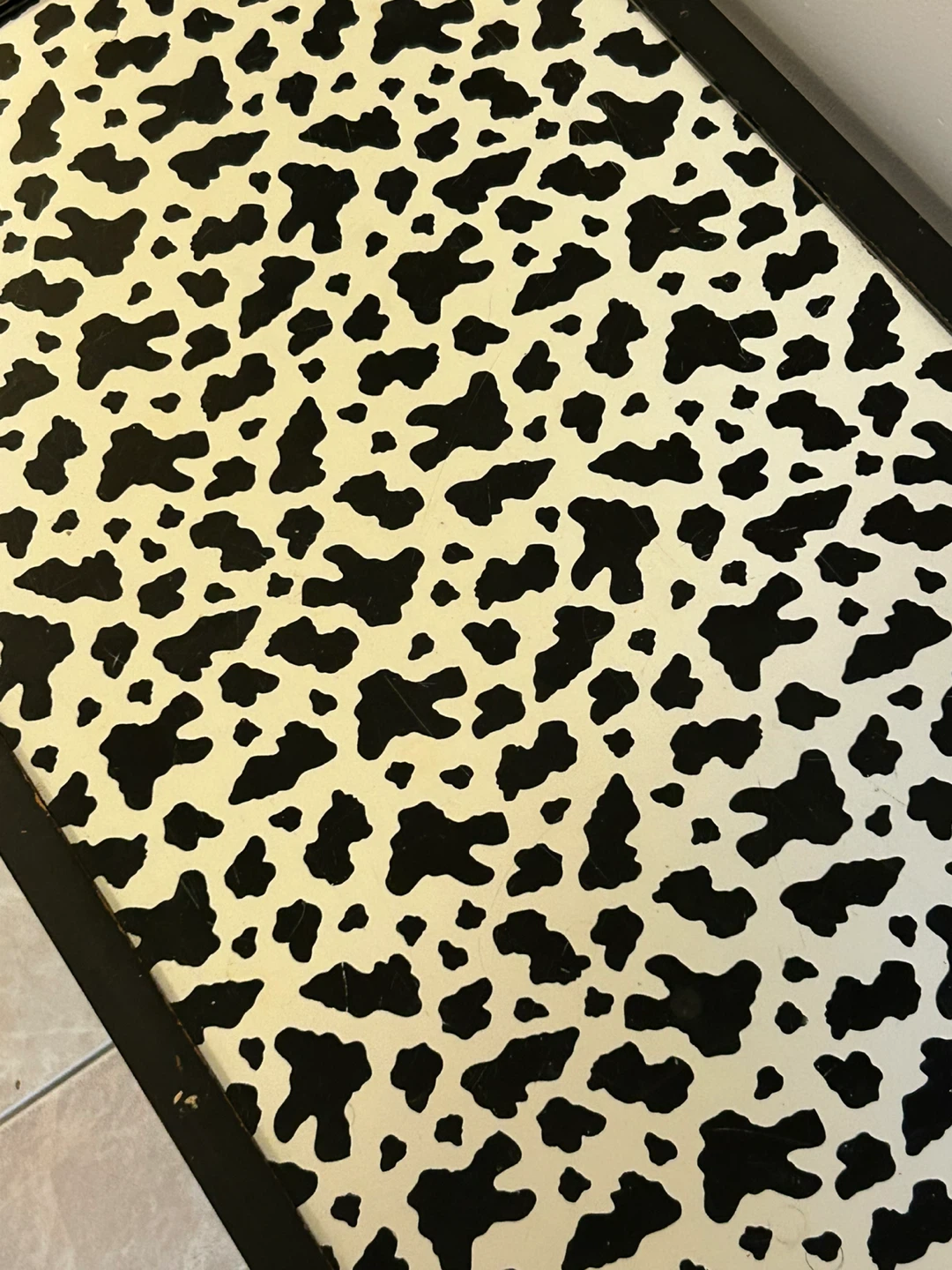Black Accent Table with Cow Print Top - photo 3