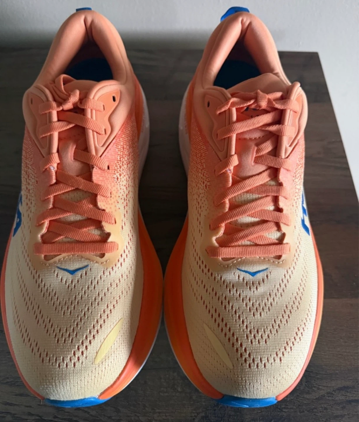 Hoka Bondi 8 .5 Men Running Shoes - Orange/Blue - US Size 8