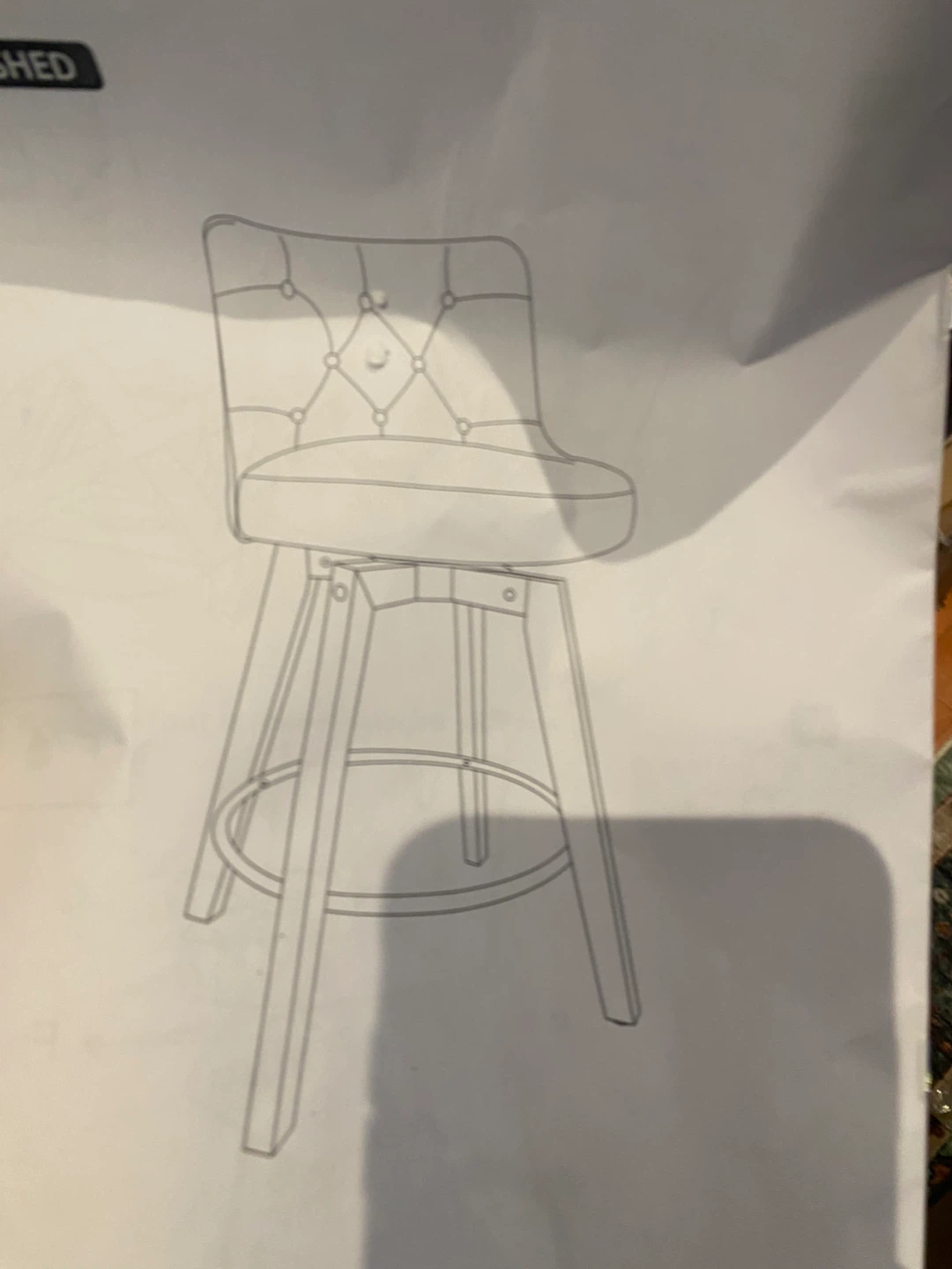 Black Tufted Swivel Bar Stool - photo 5