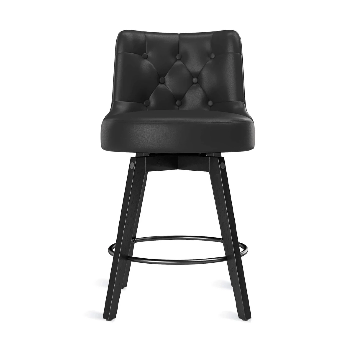 Black Tufted Swivel Bar Stool