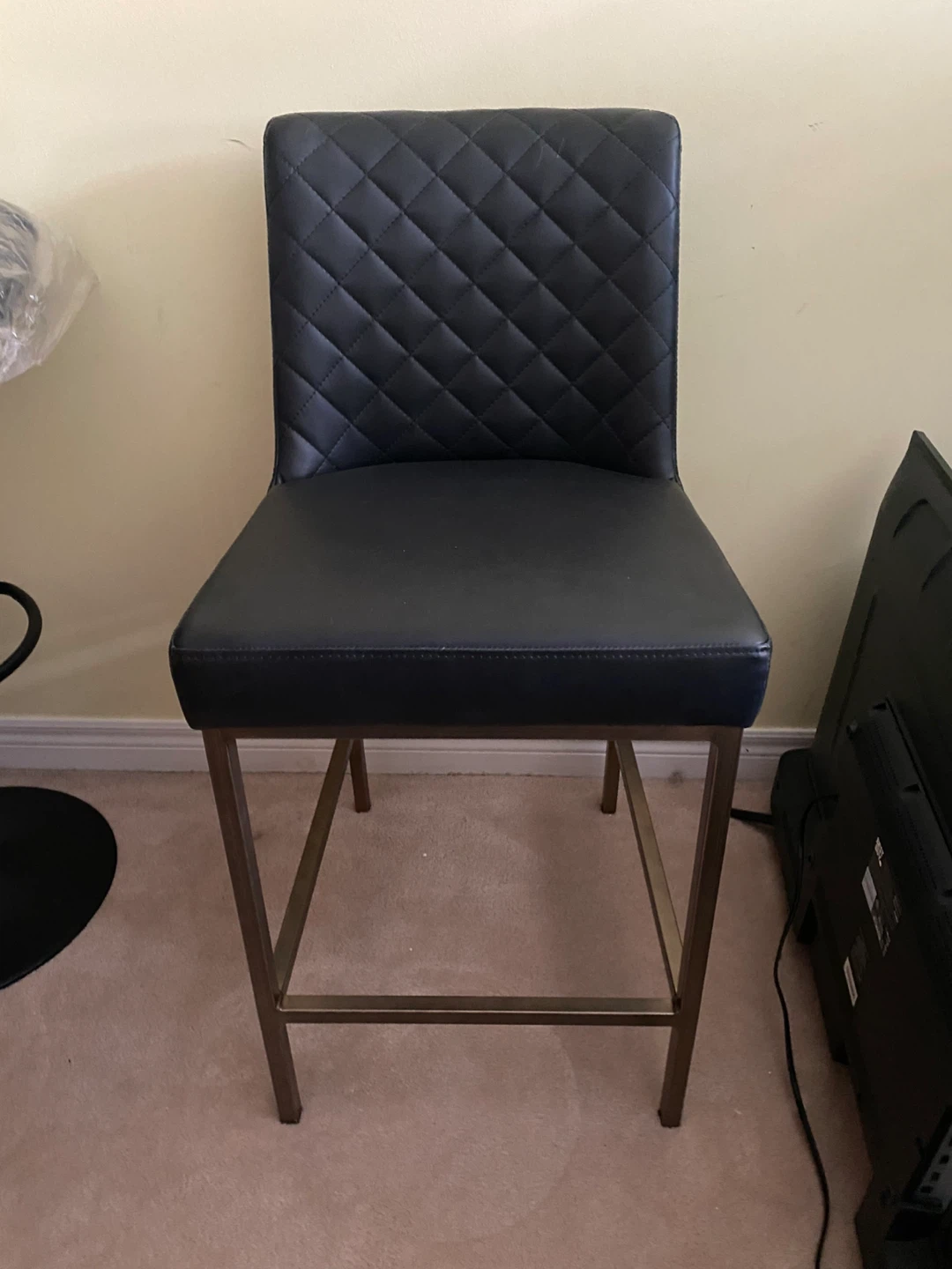 Black Quilted Bar Stool - photo 2