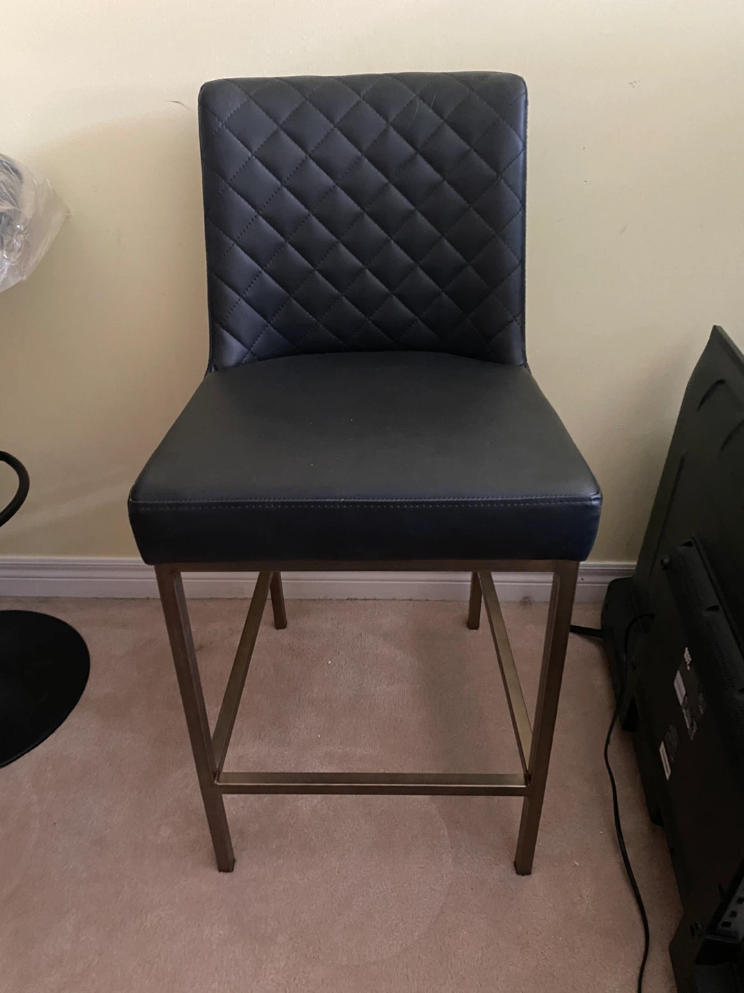 Black Quilted Bar Stool