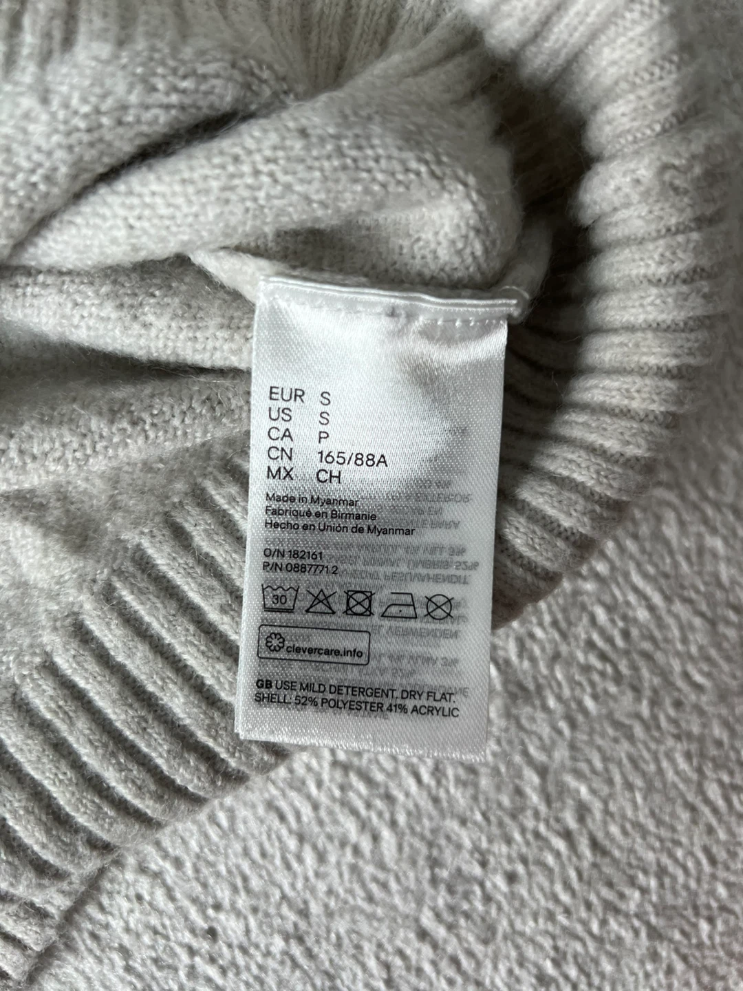 H&M Light Grey Turtleneck Sweater - Size S - photo 3