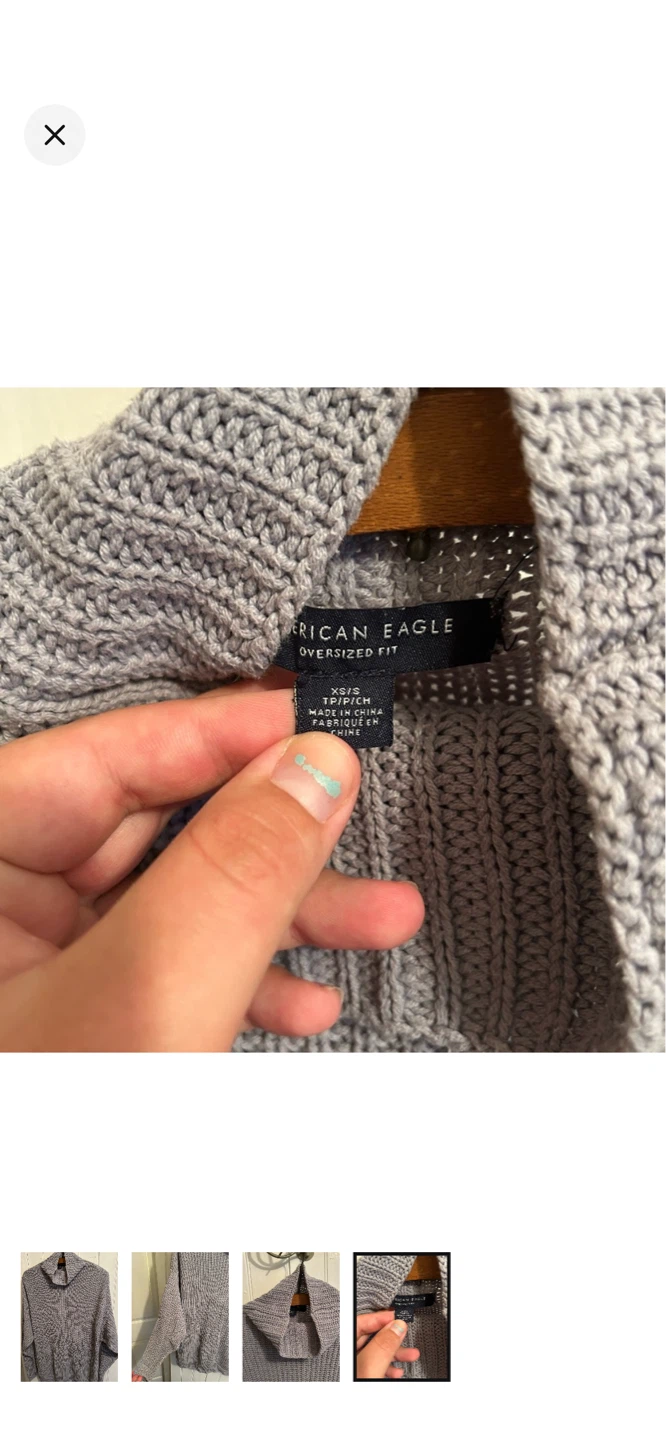 American Eagle Grey Chunky Knit Turtleneck Sweater - photo 4