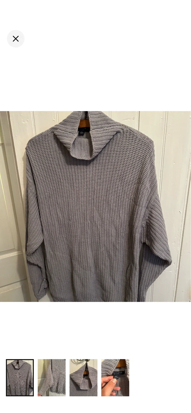 American Eagle Grey Chunky Knit Turtleneck Sweater