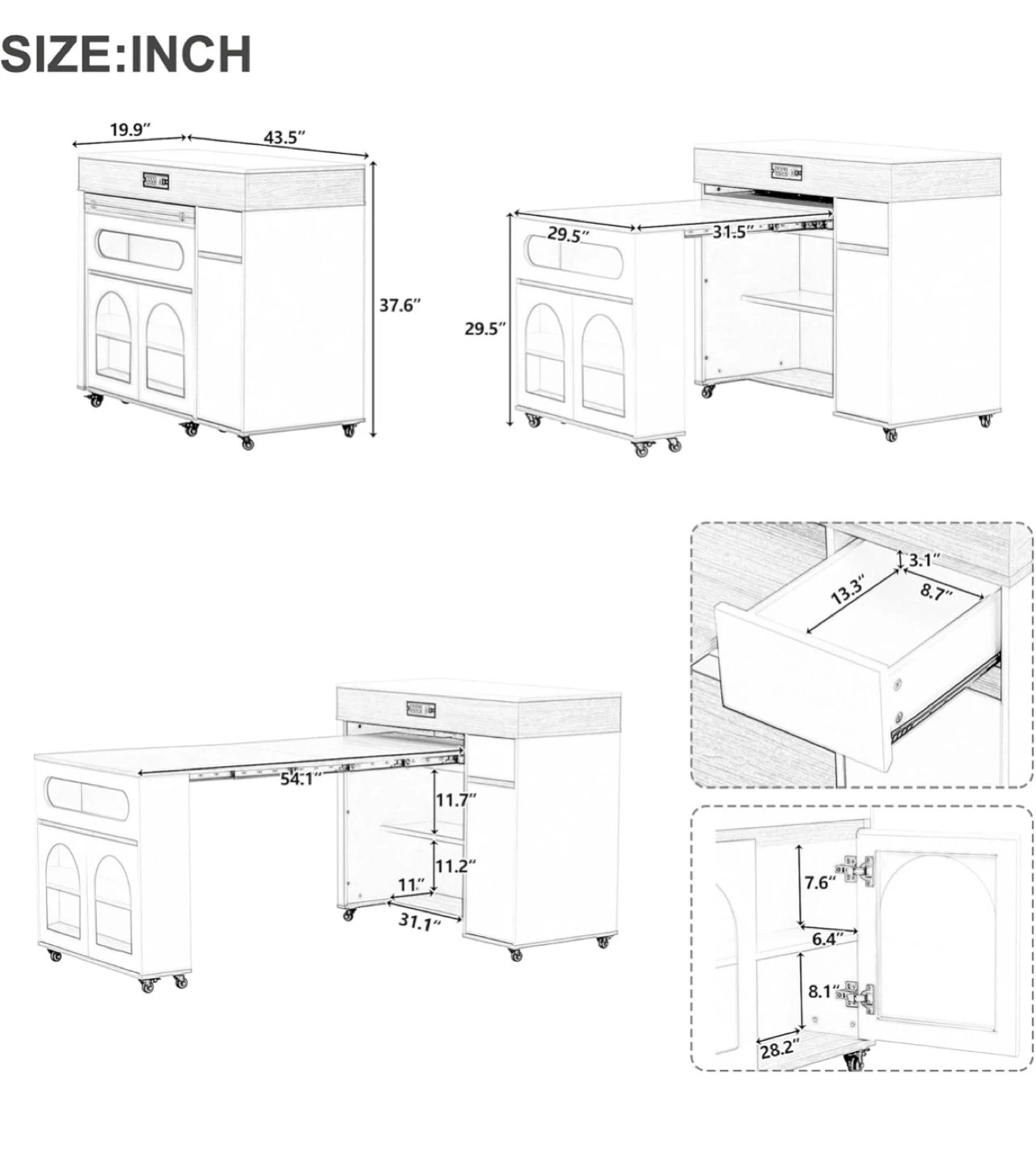 Multifunctional Rolling Kitchen Island with Drawers and Storage - photo 5