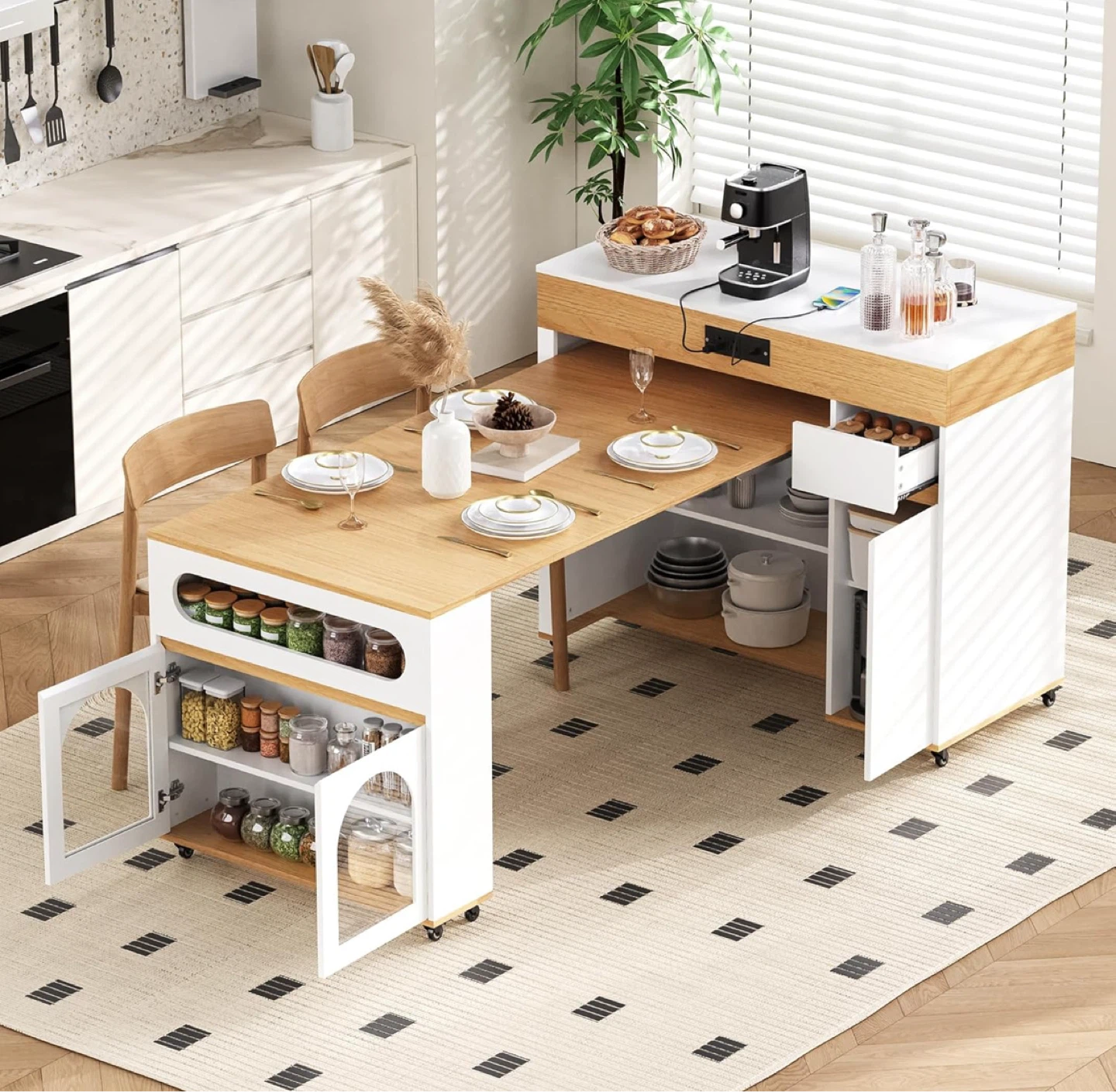 Multifunctional Rolling Kitchen Island with Drawers and Storage - photo 4