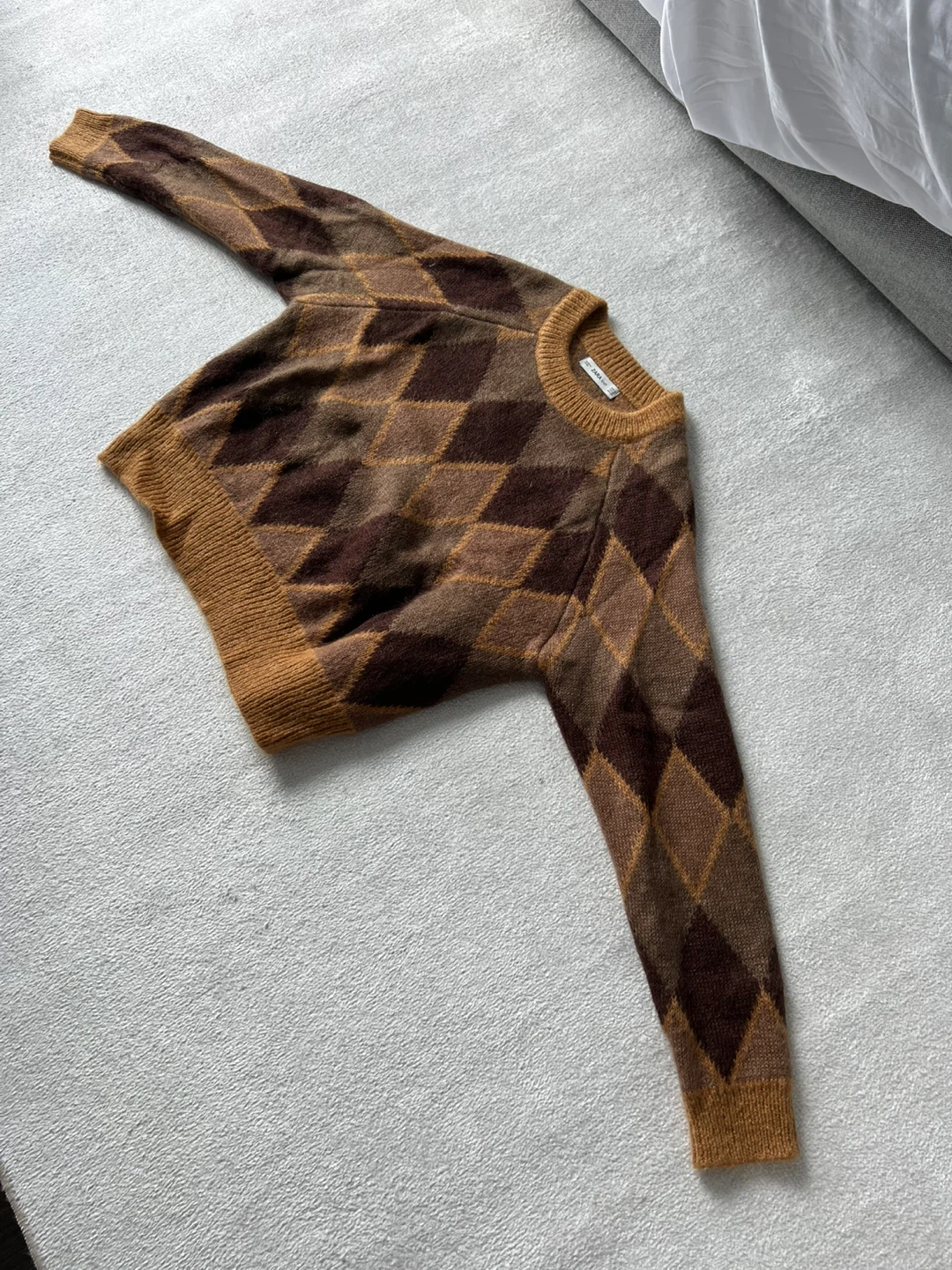 Zara Knit Argyle Sweater