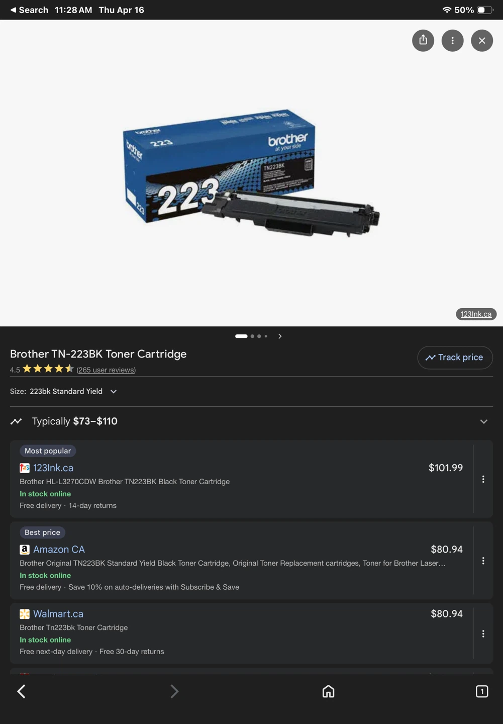 Brother TN-223BK Toner Cartridge