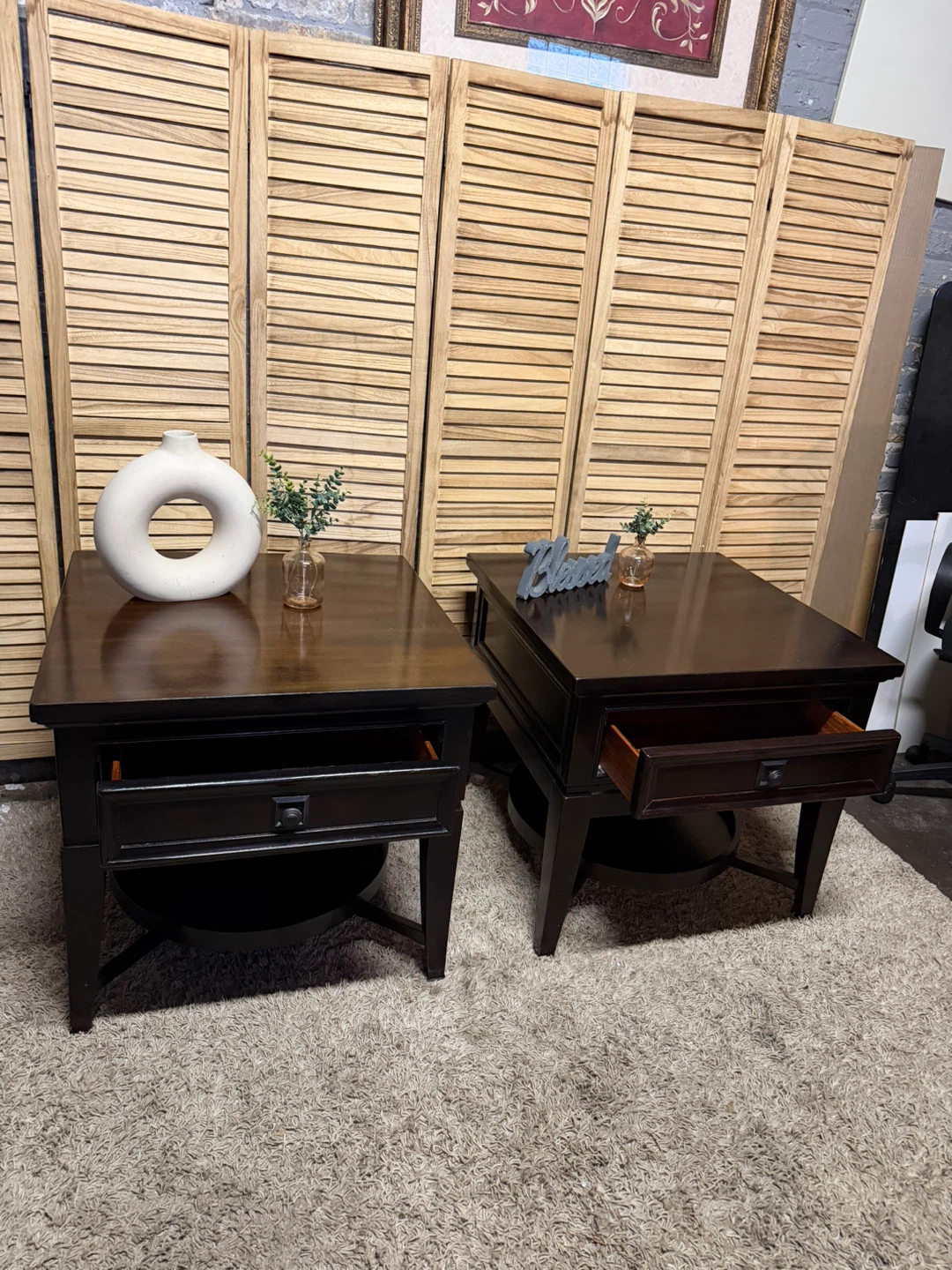 Dark Brown Wooden End Tables  (Set of 2) - photo 4