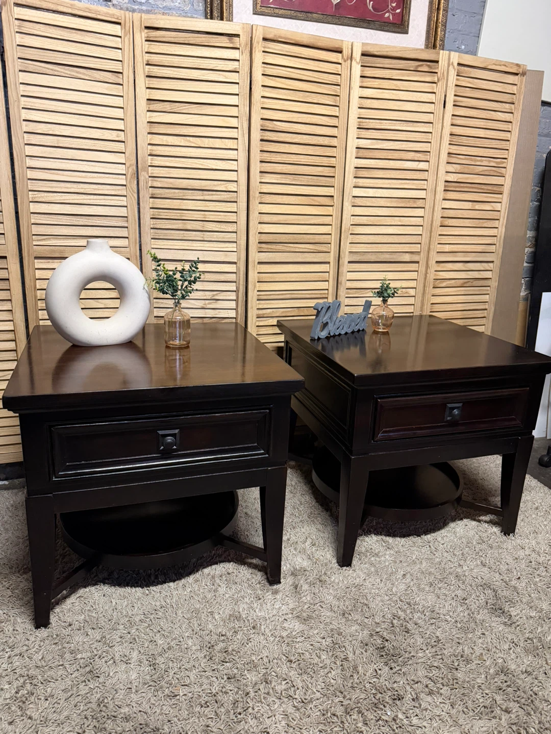 Dark Brown Wooden End Tables  (Set of 2) - photo 3