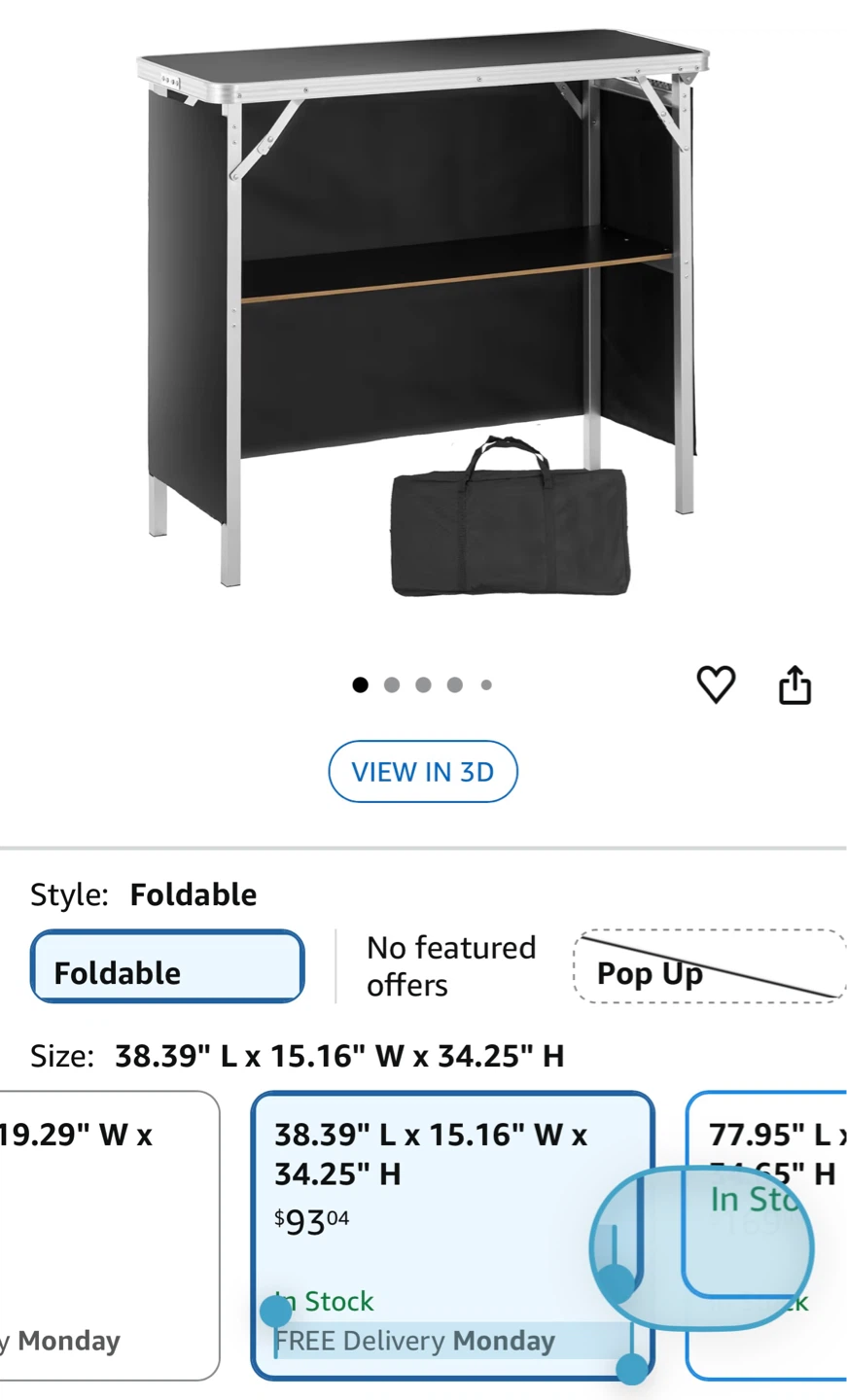 Foldable Bar Table - Black - photo 2