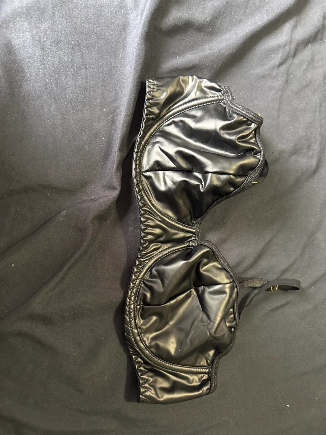 Black Faux Leather Bra