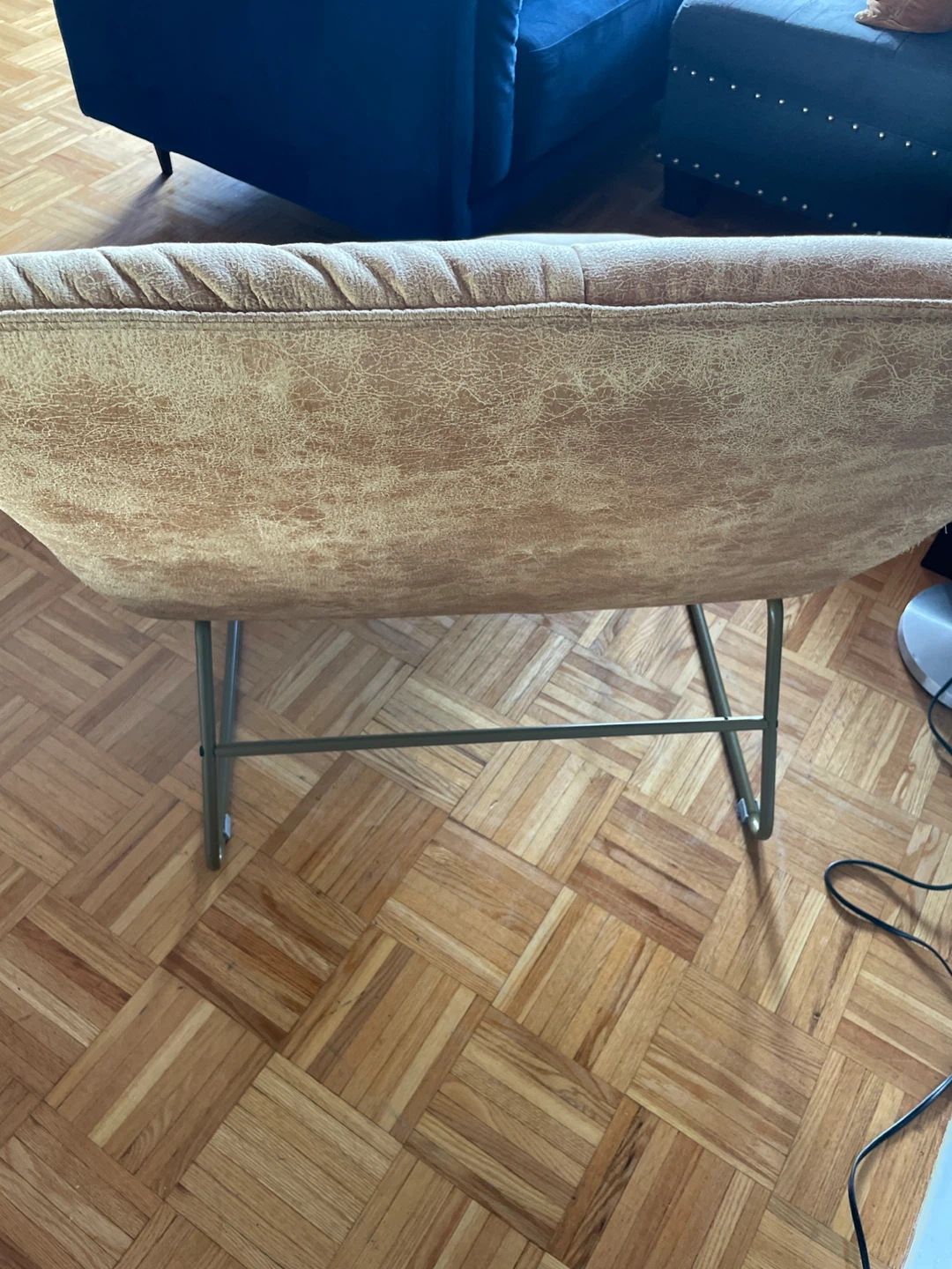 Tan Upholstered Accent Chair with Metal Legs - photo 3