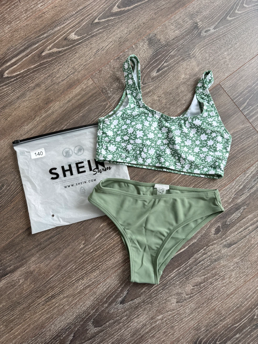Brand new SHEIN girls Swim Green Floral Bikini Set size 140