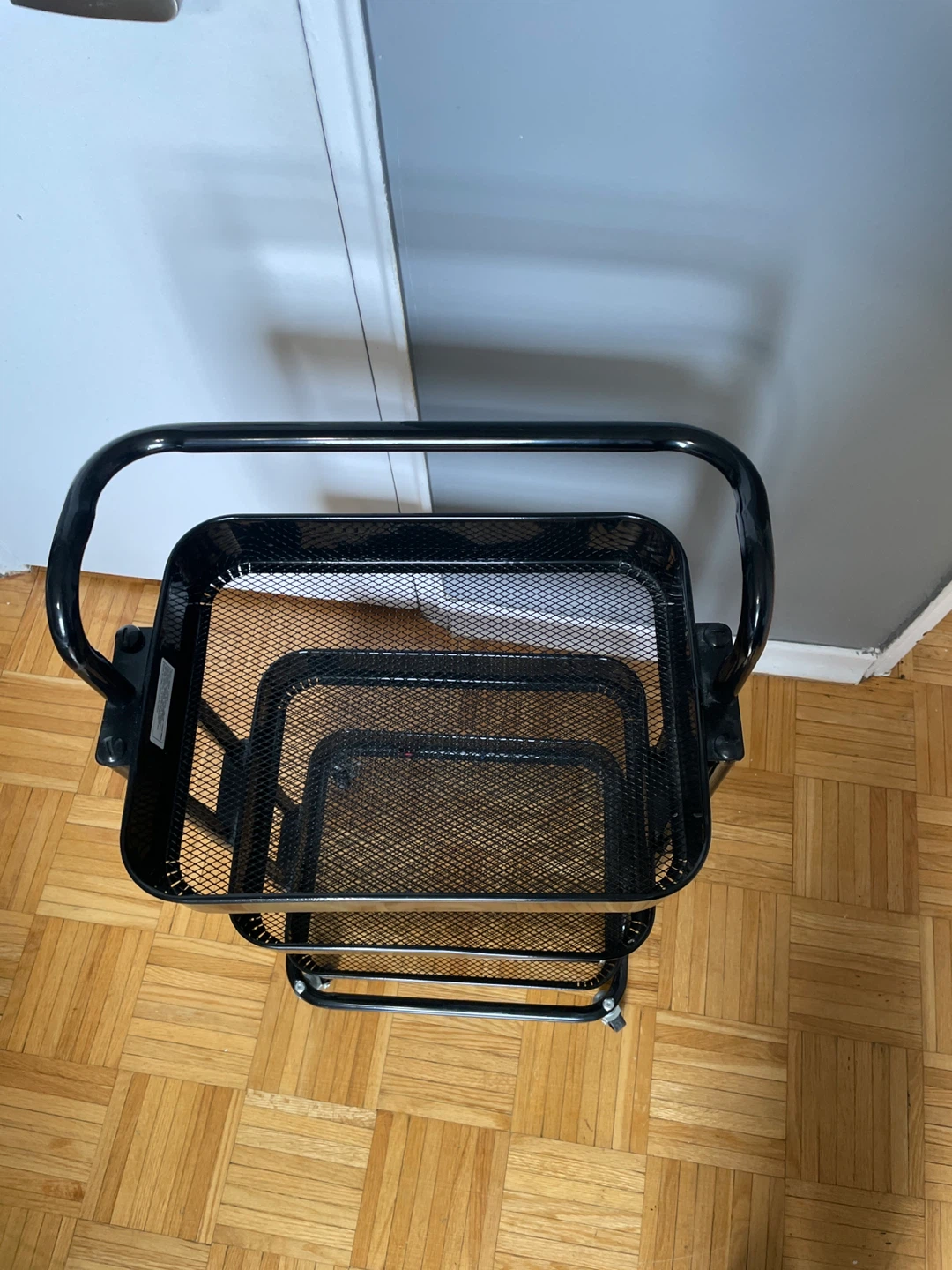 Black 3-Tier Rolling Storage Cart with Handle - photo 2