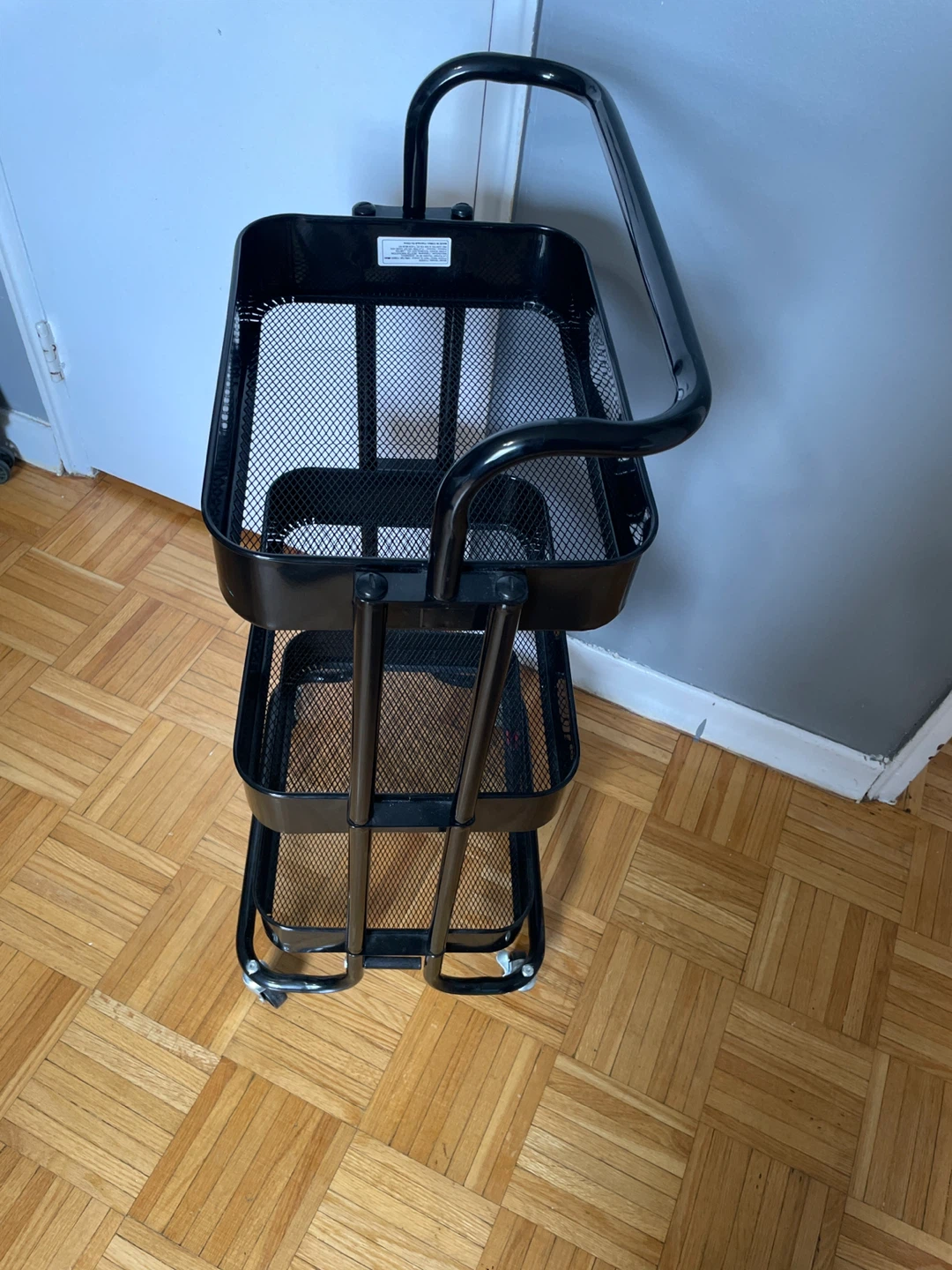 Black 3-Tier Rolling Storage Cart with Handle - photo 3