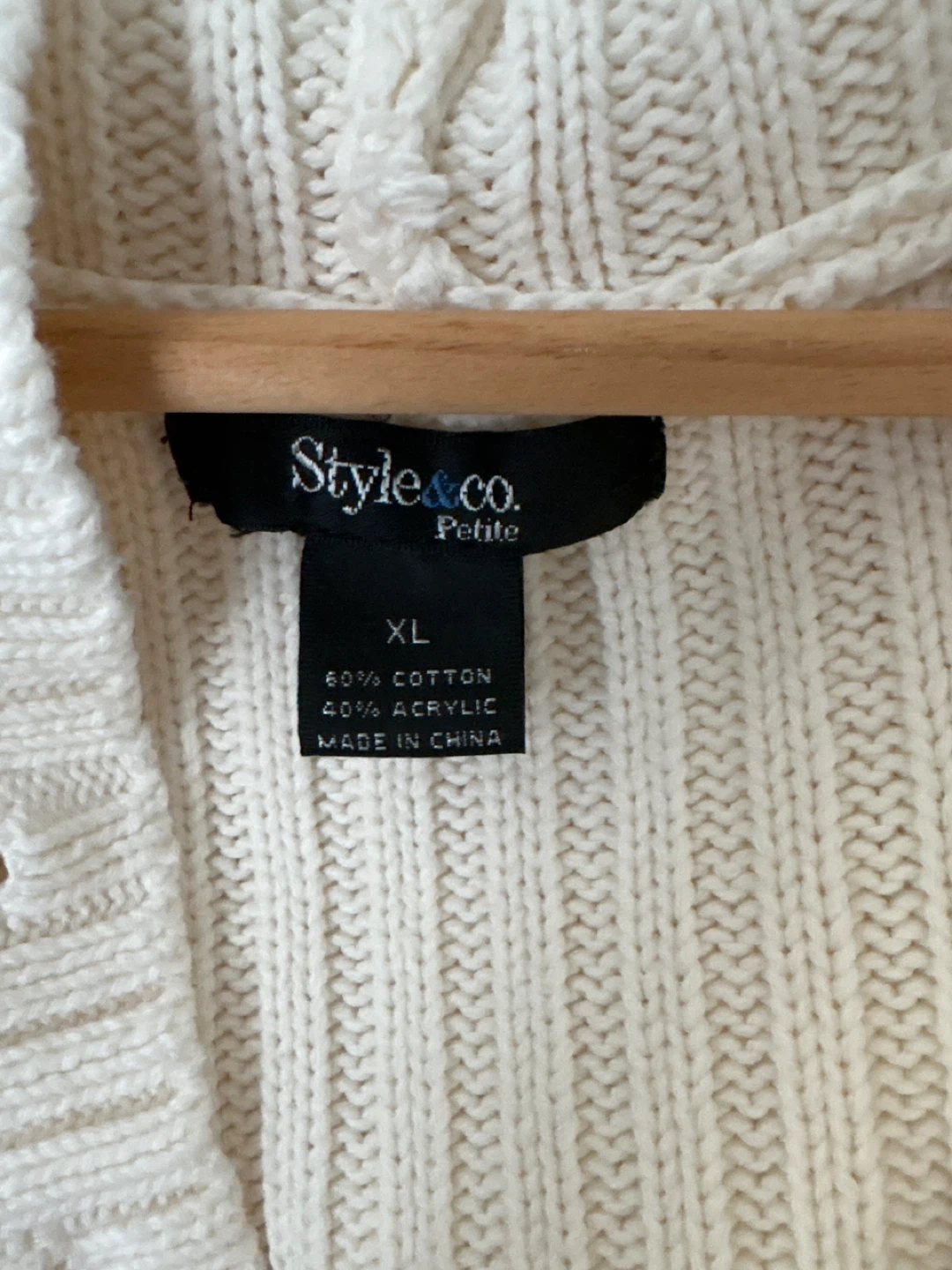 Style & Co Petite Cream Cable Knit Hoodie XL - photo 3
