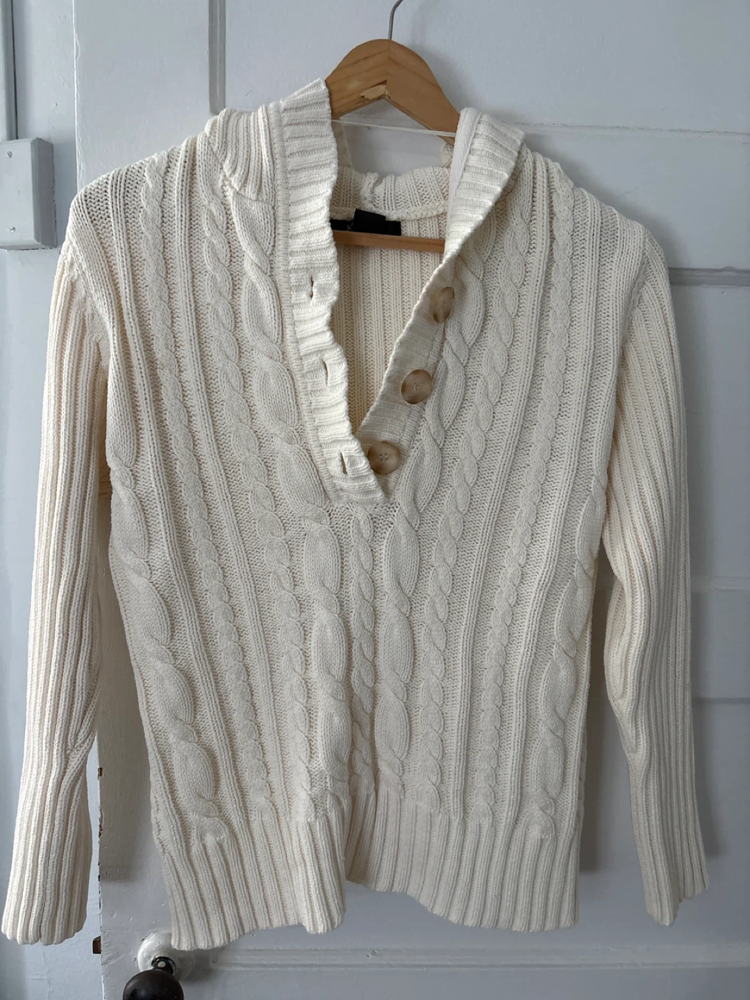 Style & Co Petite Cream Cable Knit Hoodie XL