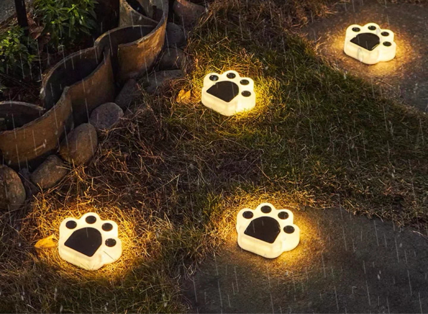 Paw Print Solar Pathway Lights