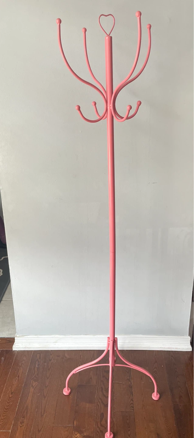 Pink Metal Coat Rack with Heart Detail
