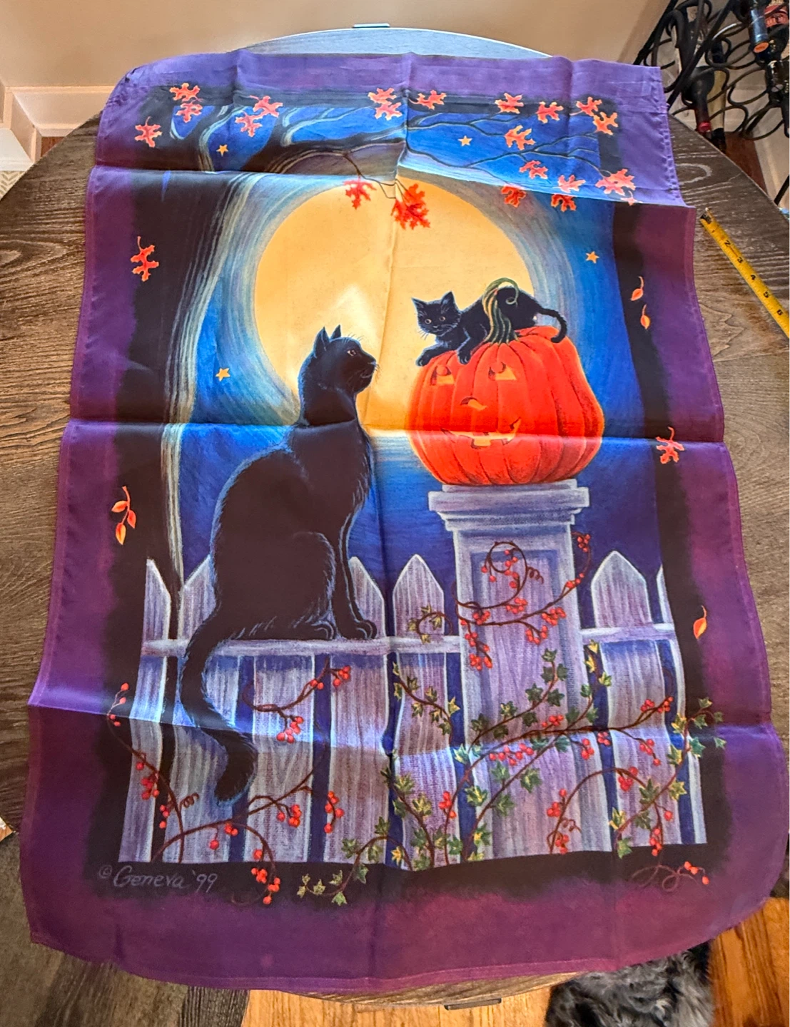 Halloween Black Cat and Pumpkin Scarf