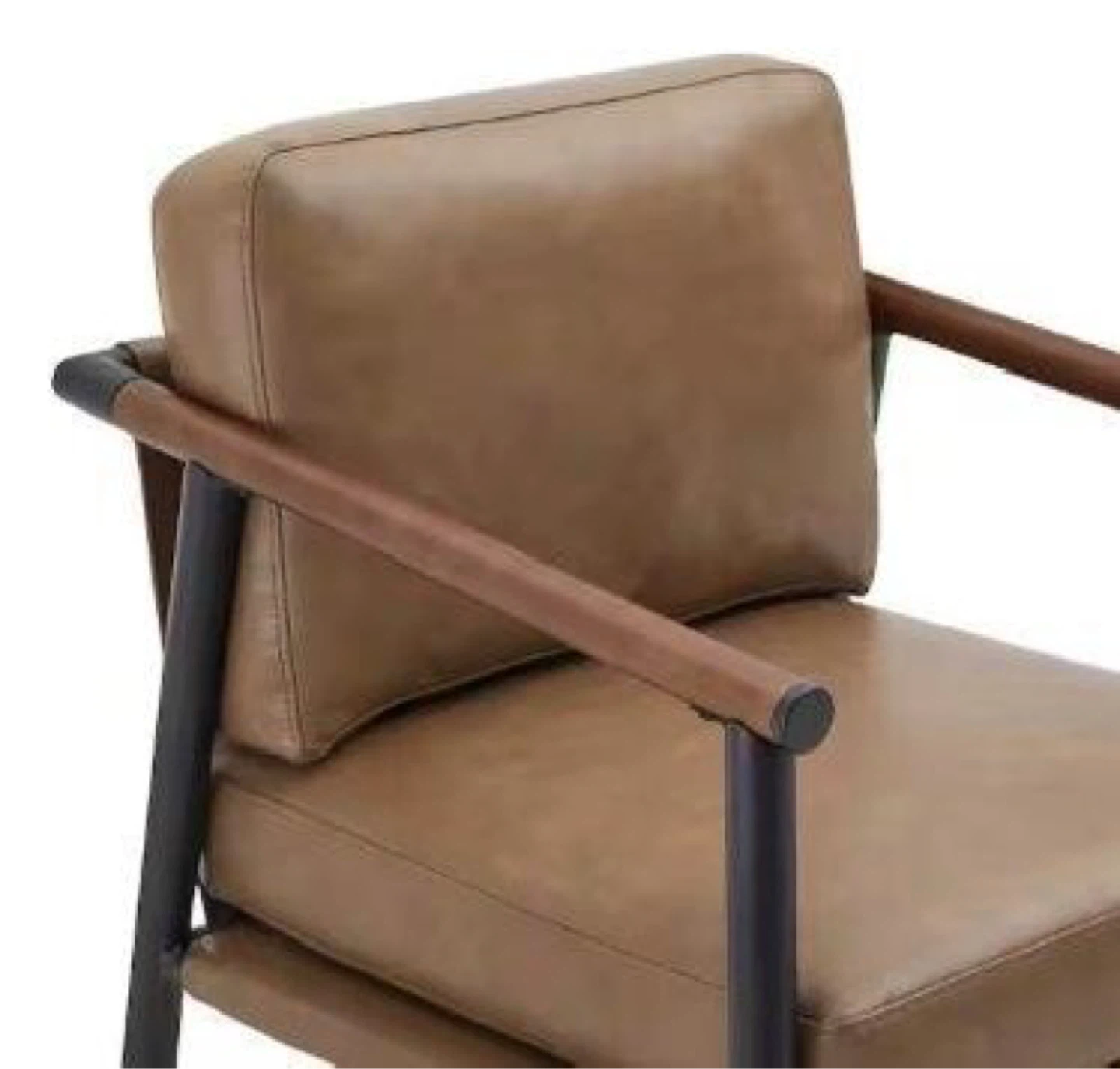 Pair of Brown Faux Leather Bar Stools set of 2 - photo 2
